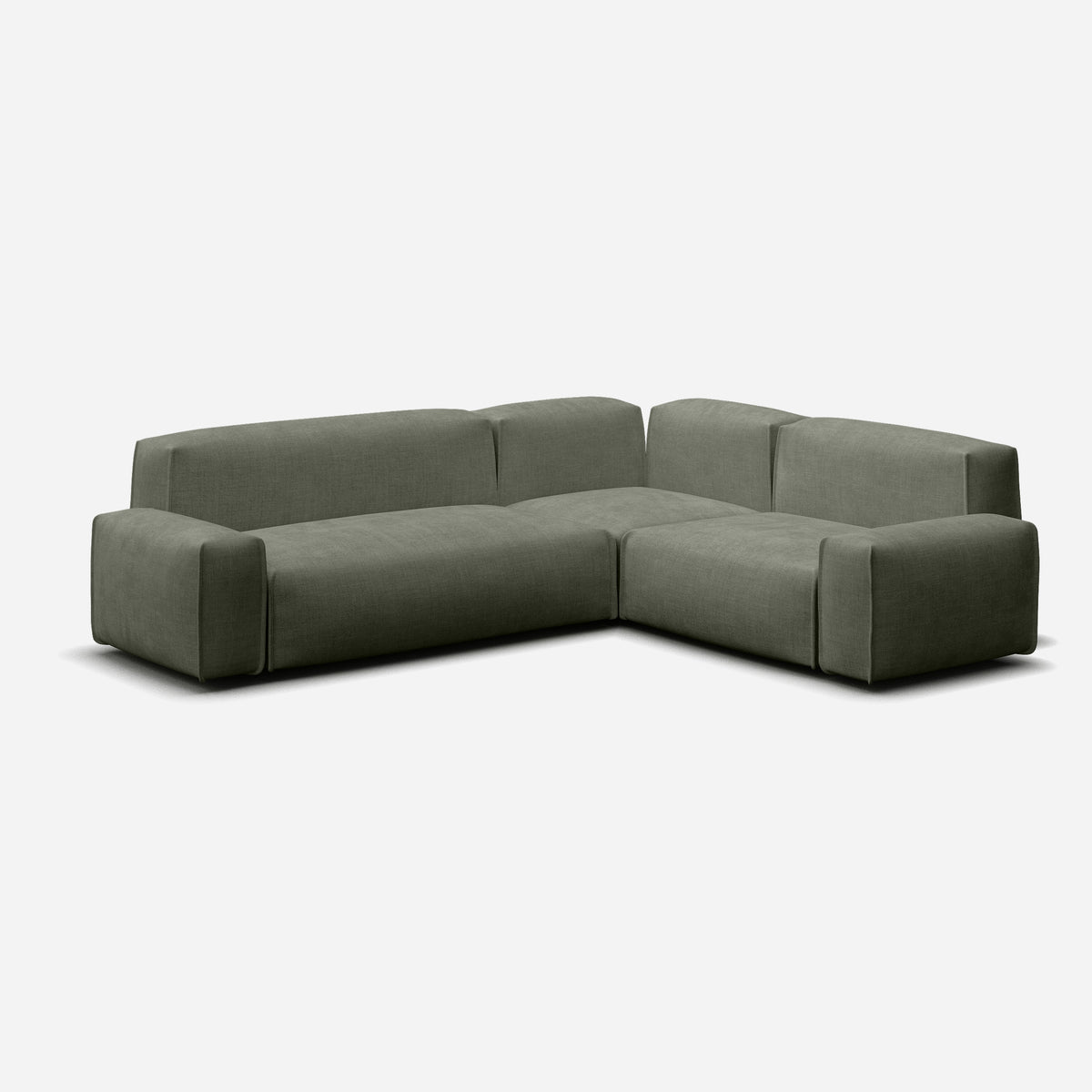Float Facing Float Medium RH Facing Corner Sofa | Meadow Cotton| Black Legs | Cozmo