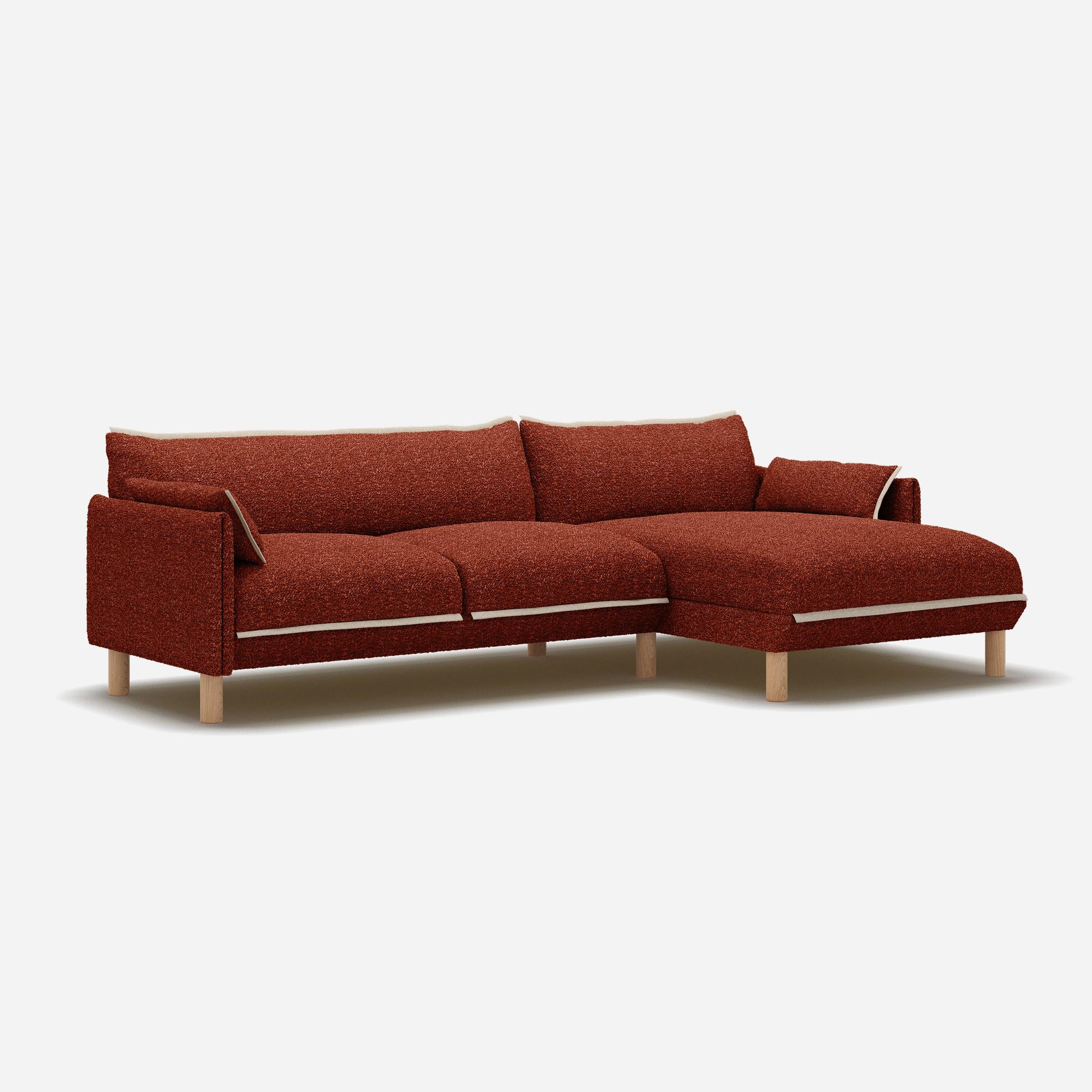 Cozy 4 Seater RH Chaise Sofa | Brick Boucle