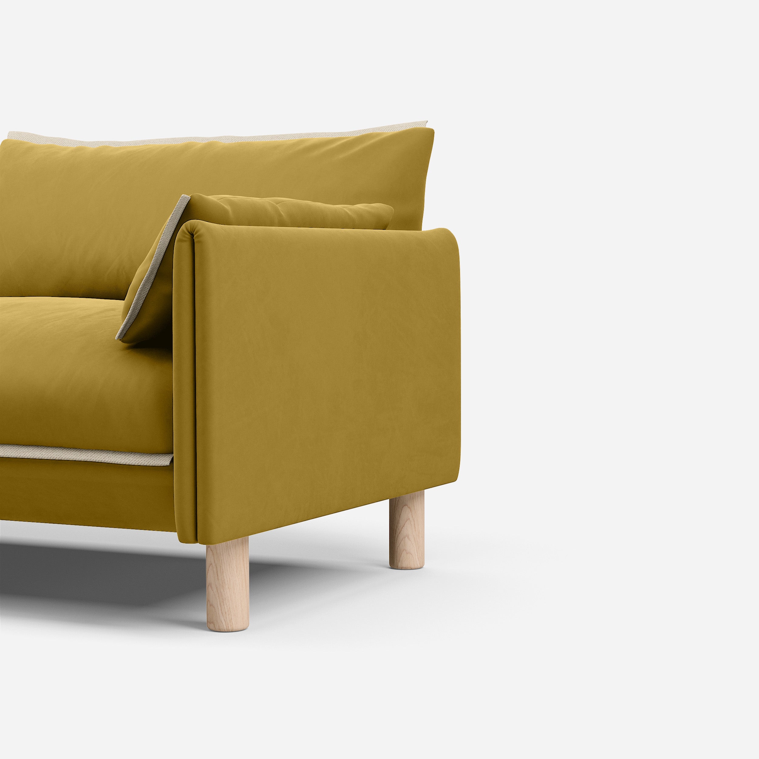 Cozy 4 Seater RH Chaise Sofa | Mustard Velvet