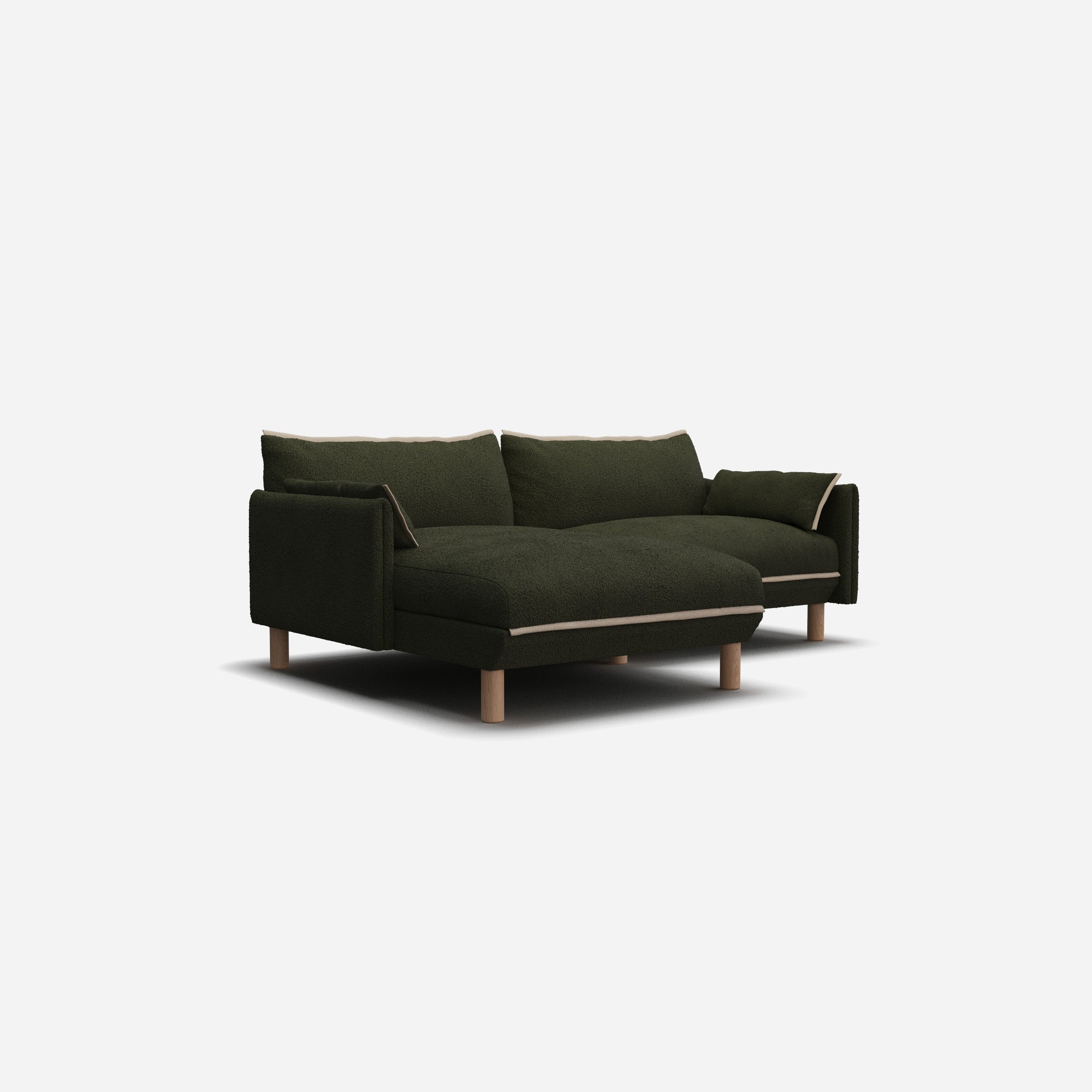 Cozy 3 Seater LH Chaise Sofa | Green Boucle II