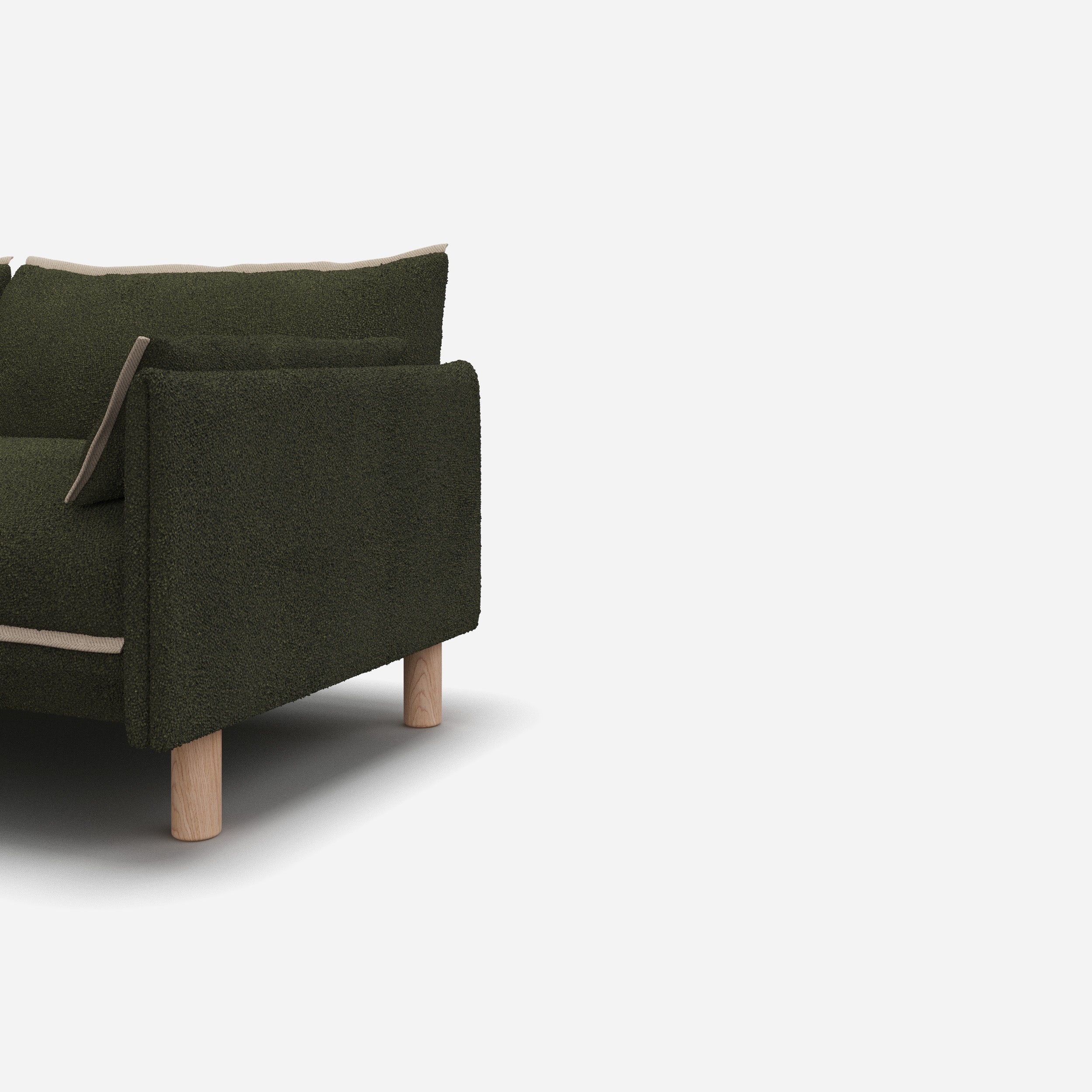 Cozy 3 Seater LH Chaise Sofa | Green Boucle II
