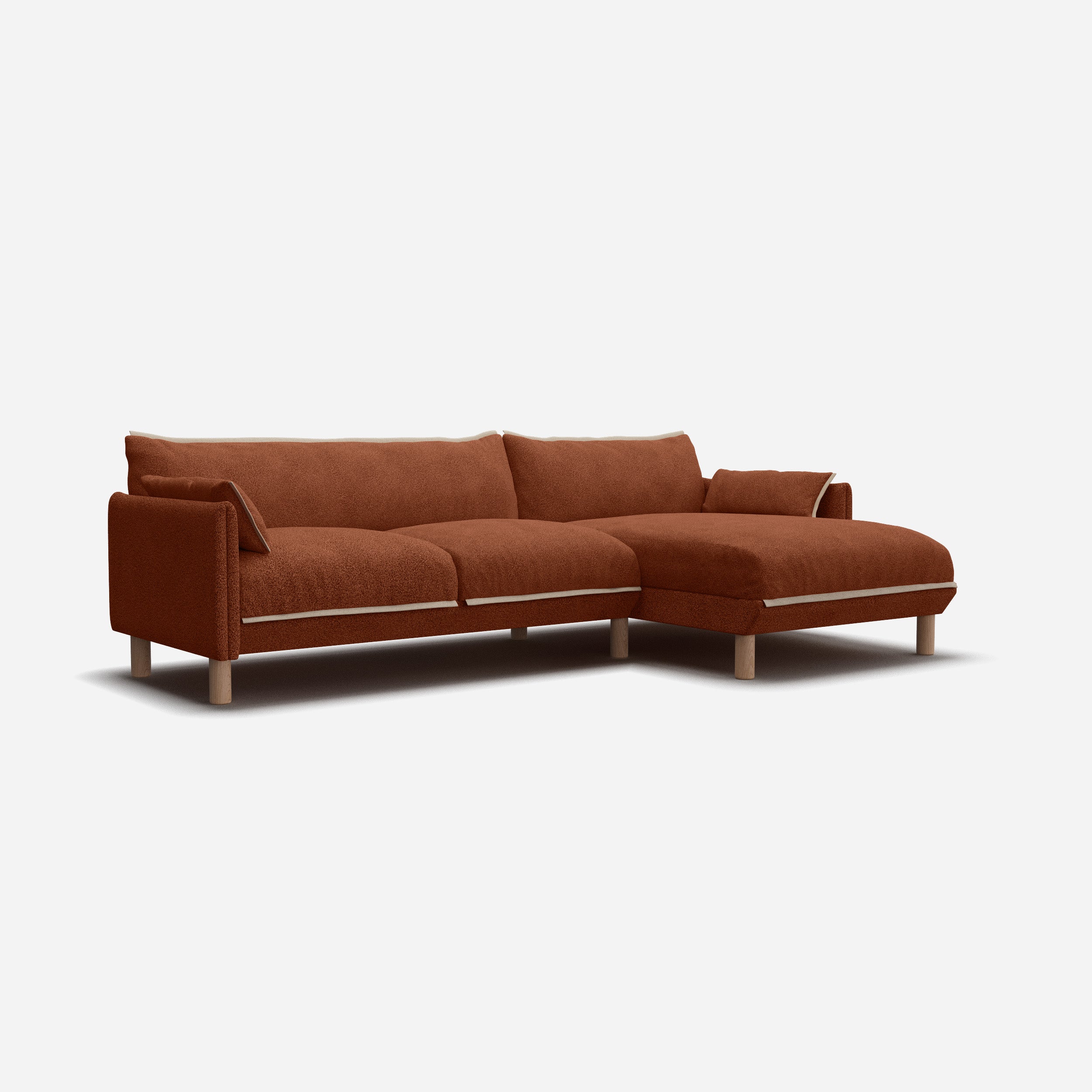 Cozy 4 Seater RH Chaise Sofa | Brick Boucle II