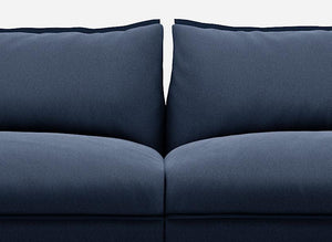 3 Seater Sofa | Cotton Navy  / Fleece Navy - Cozmo @ Navy Cotton Jacket | Dark Blue Trim