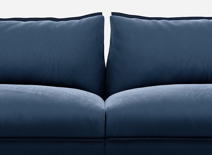 5 Seater Chaise Corner Right Hand Sofa | Velvet Midnight Blue - Cozmo @ Midnight Blue Velvet Jacket | Dark Blue Trim