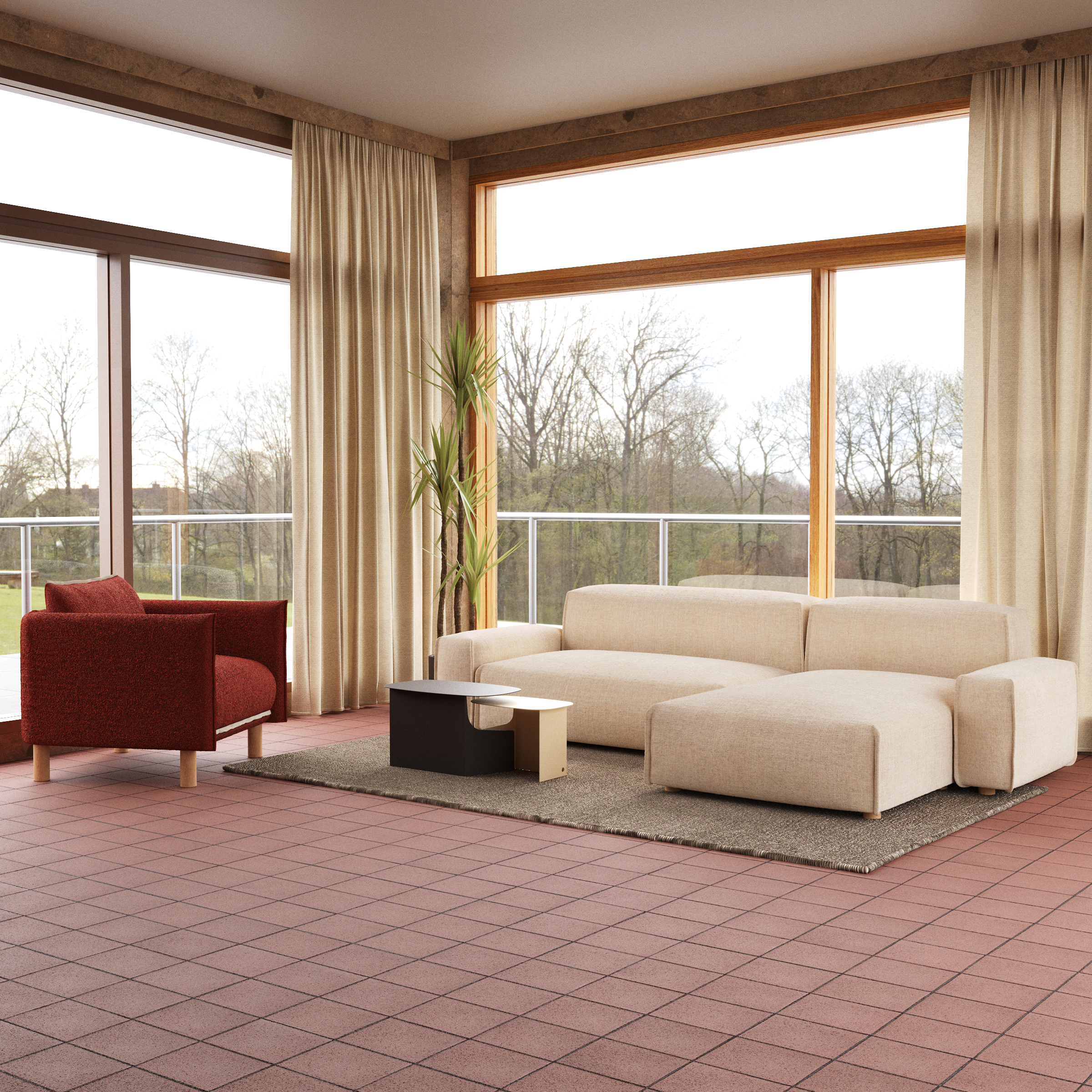 Float 4 Seater RH Chaise Sofa | Cream Textured Weave