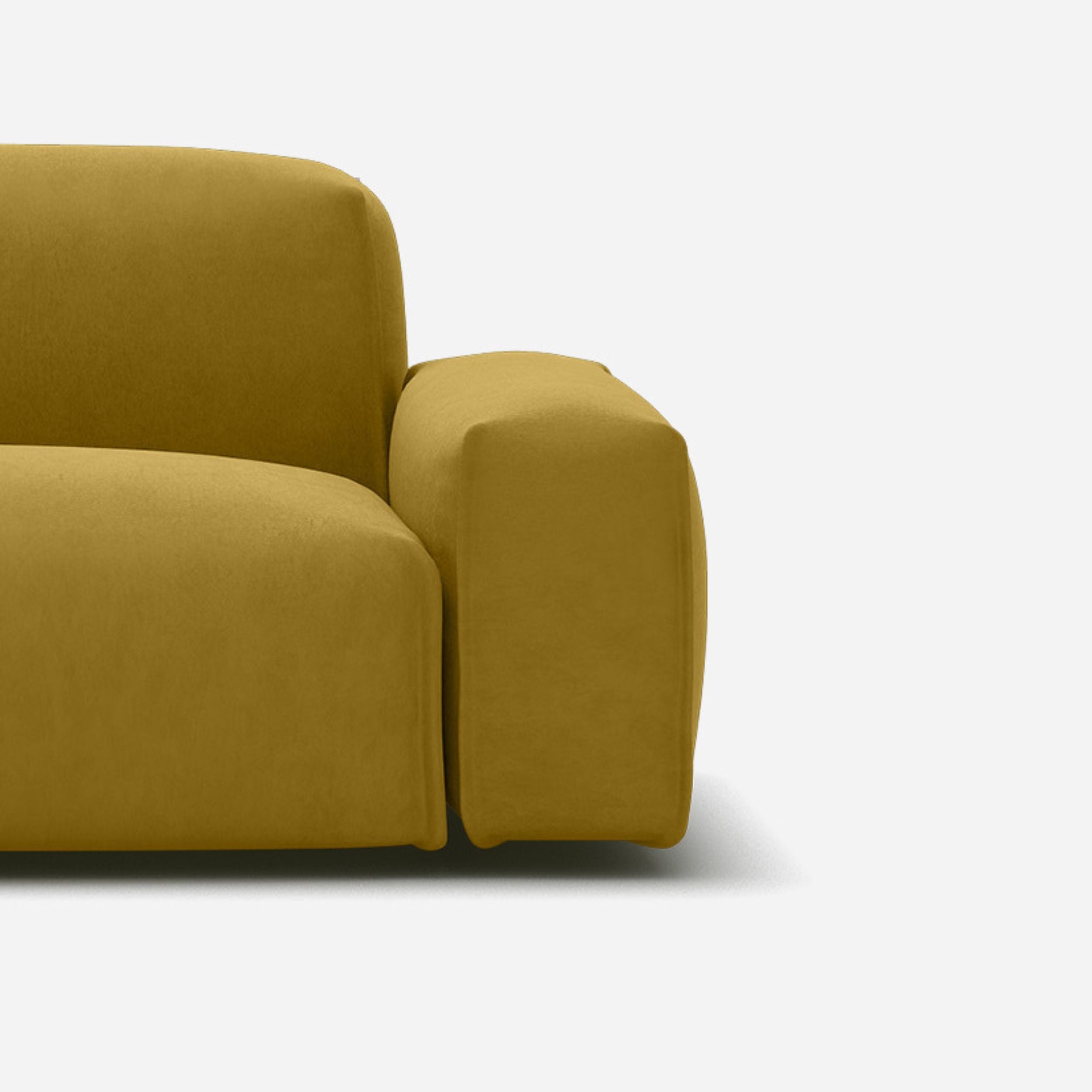 Float 4 Seater RH Chaise Sofa | Mustard Velvet