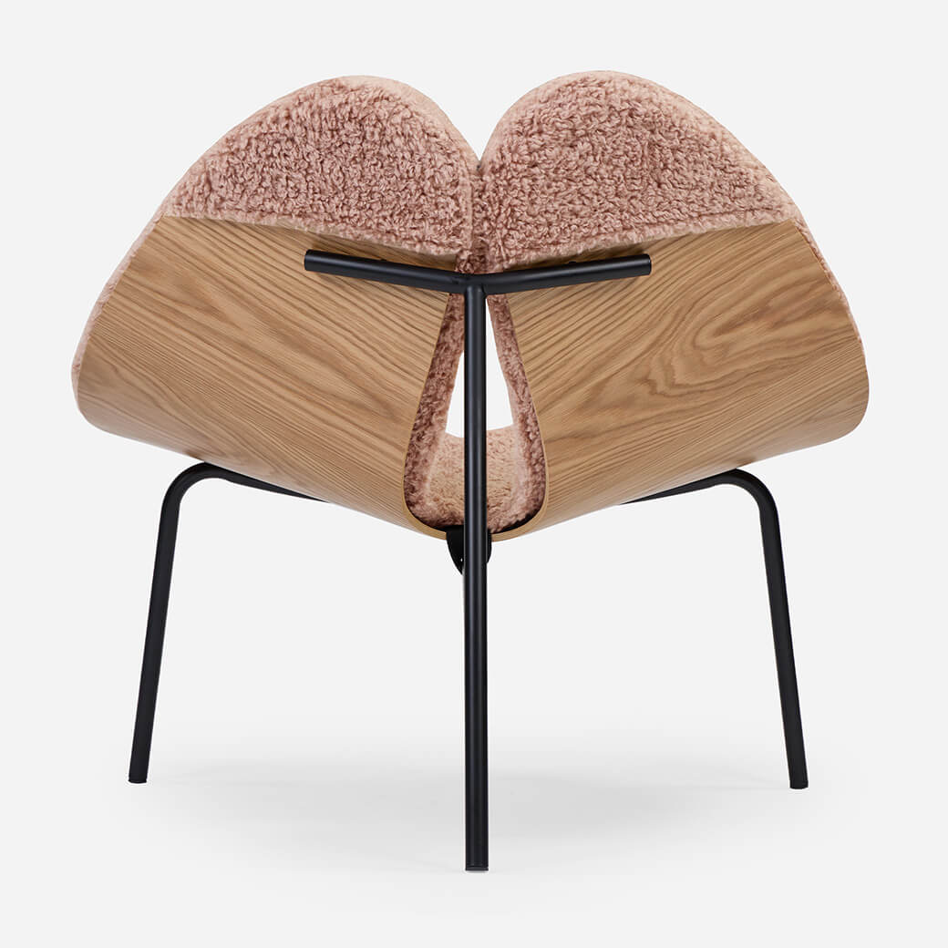 Cozmo Sofas - Gingko Oak Chair - Shaggy Pink - Side angle view