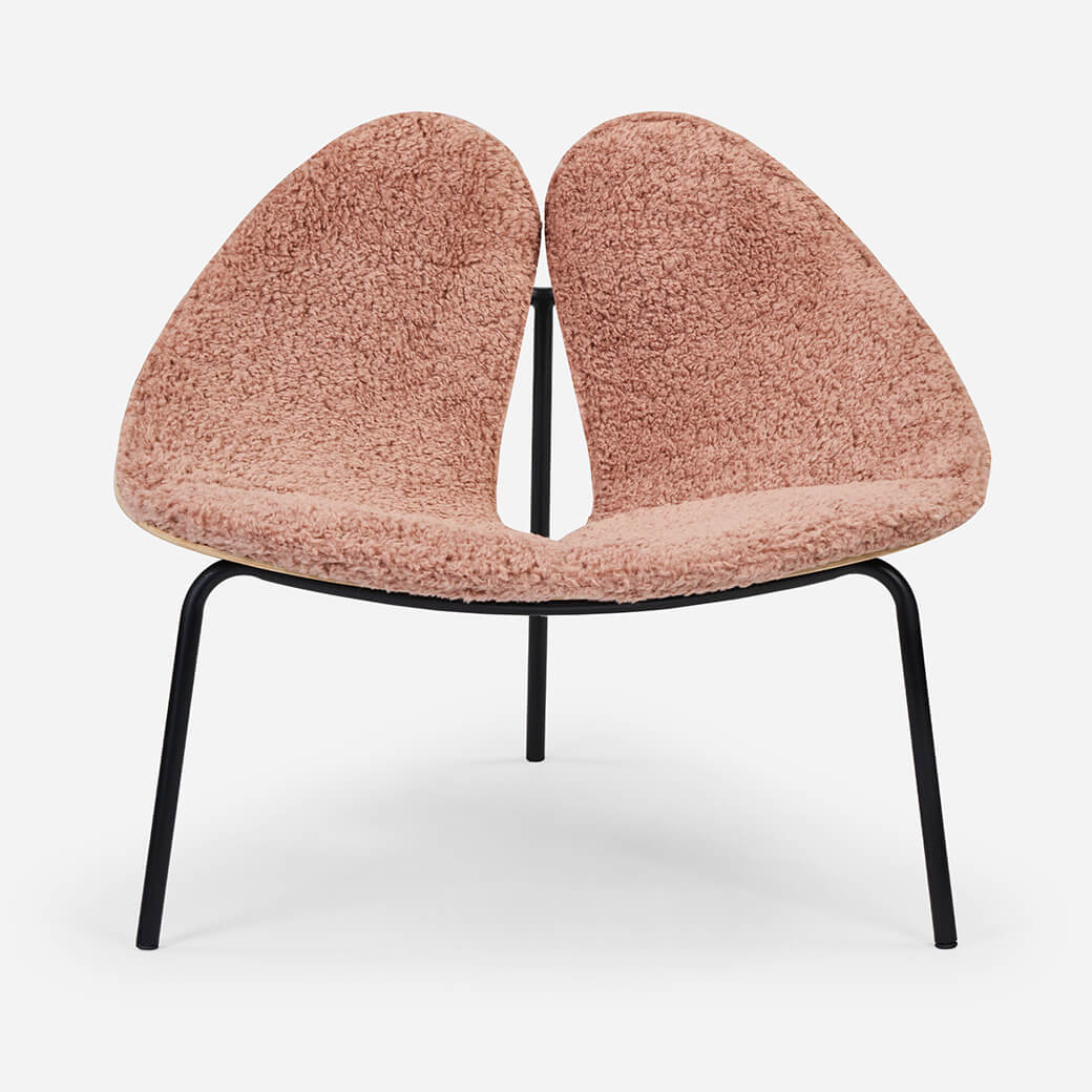 Cozmo Sofas - Gingko Oak Chair - Shaggy Pink - Front view