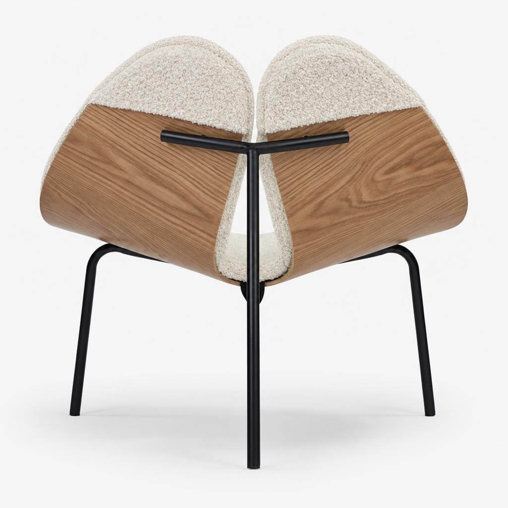 Cozmo Sofas - Gingko Oak Chair - Cream Fleece - Side angle view