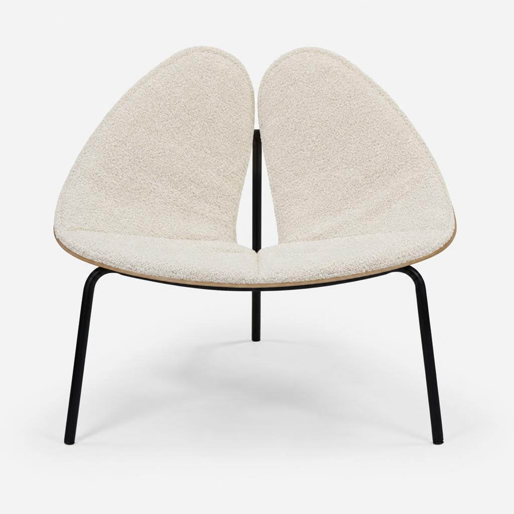 Cozmo Sofas - Gingko Oak Chair - Cream Fleece - Front view