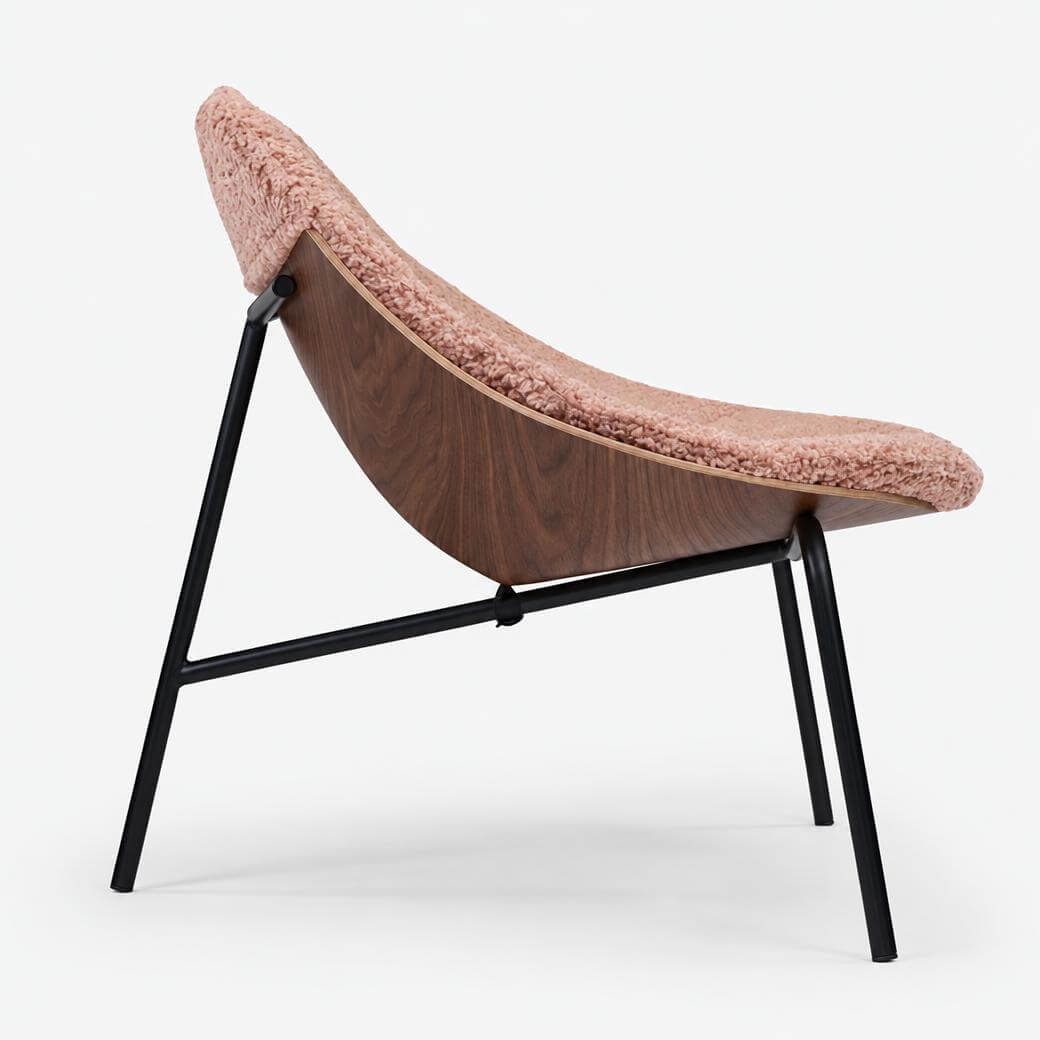Cozmo Sofas - Gingko Walnut Chair - Shaggy Pink - Detail view