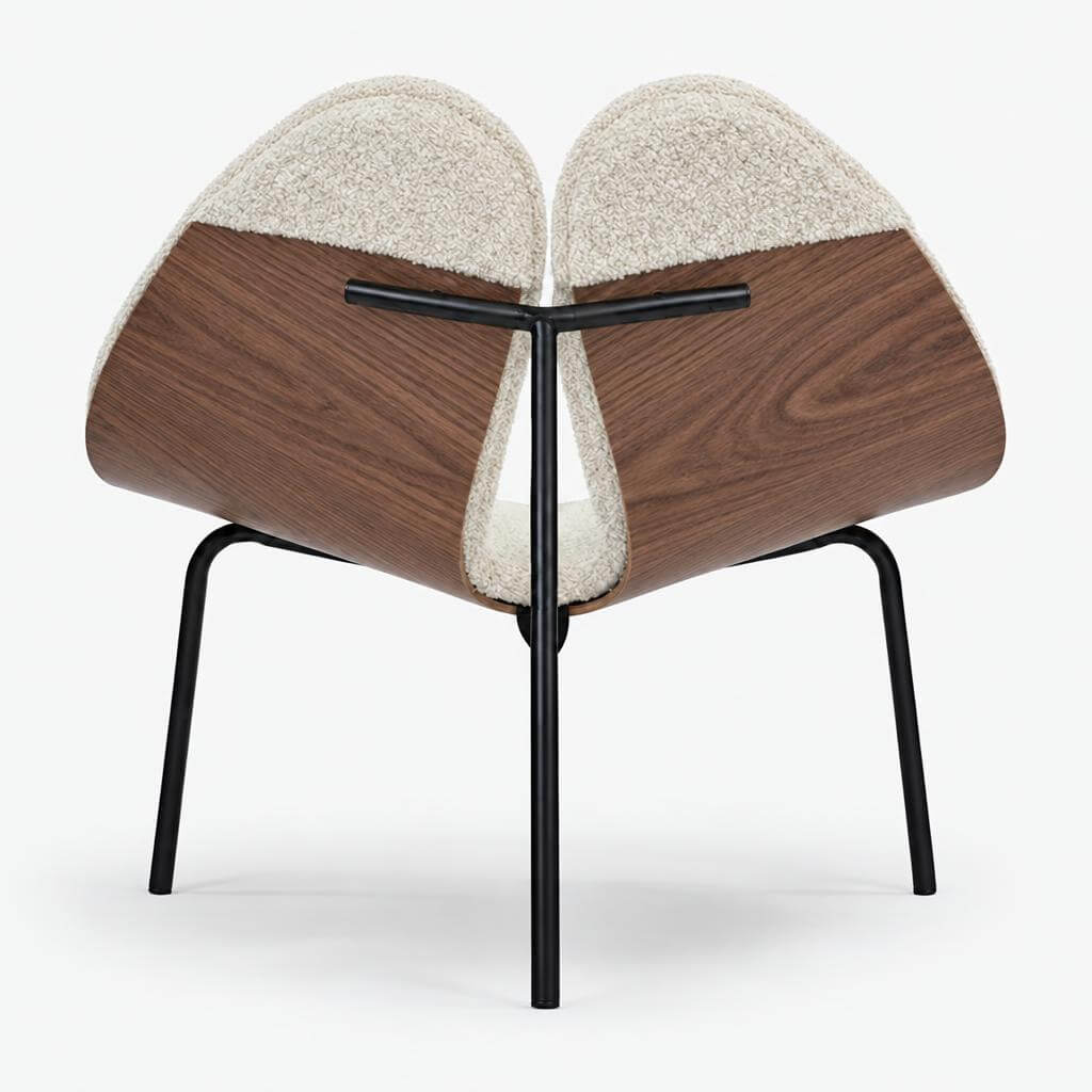 Cozmo Sofas - Gingko Walnut Chair - Cream Fleece - Side angle view