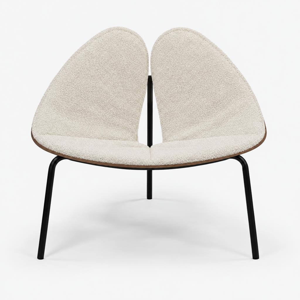 Cozmo Sofas - Gingko Walnut Chair - Cream Fleece - Front view