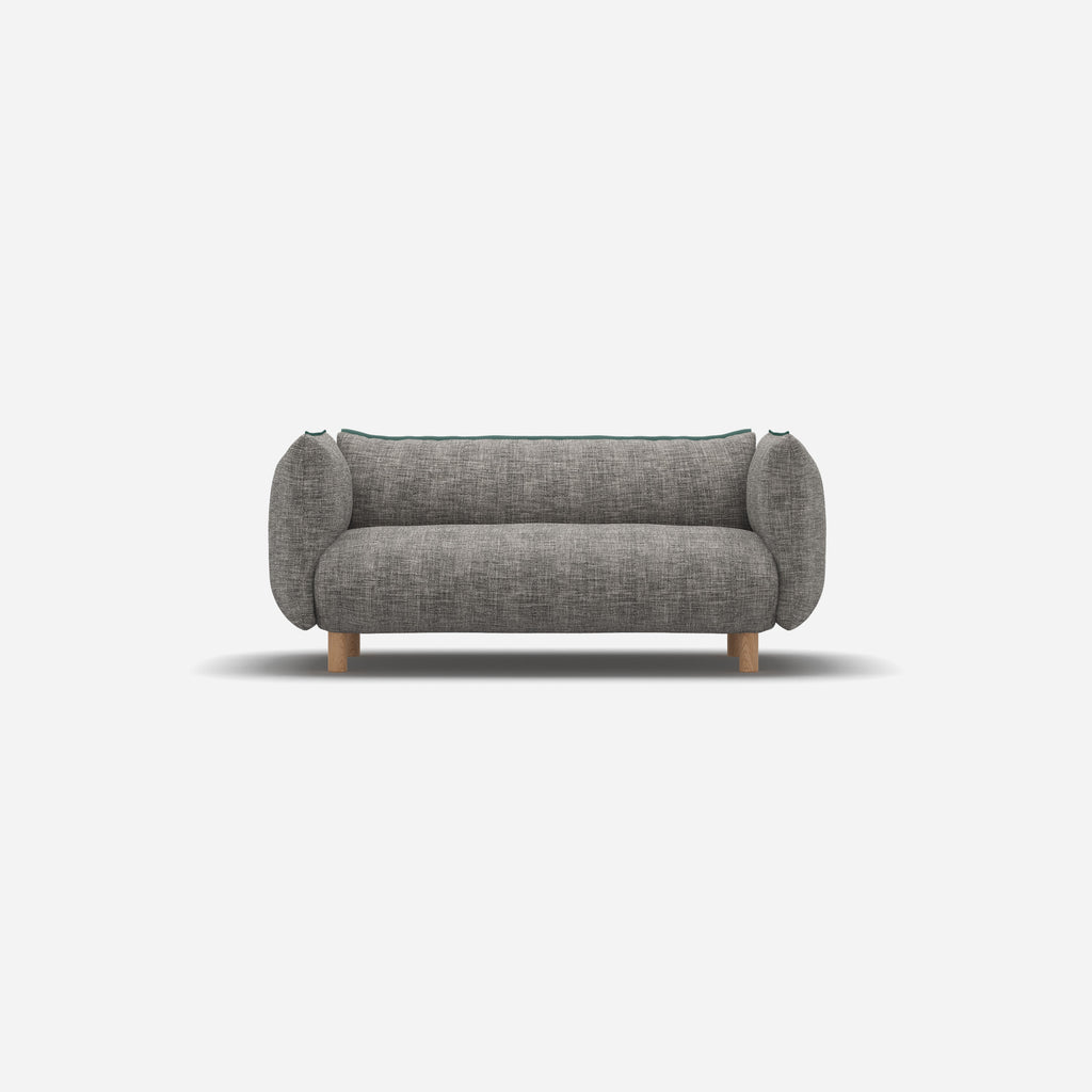 Pillow 2 Seater Sofa Salt & Pepper Textured Weave Trim