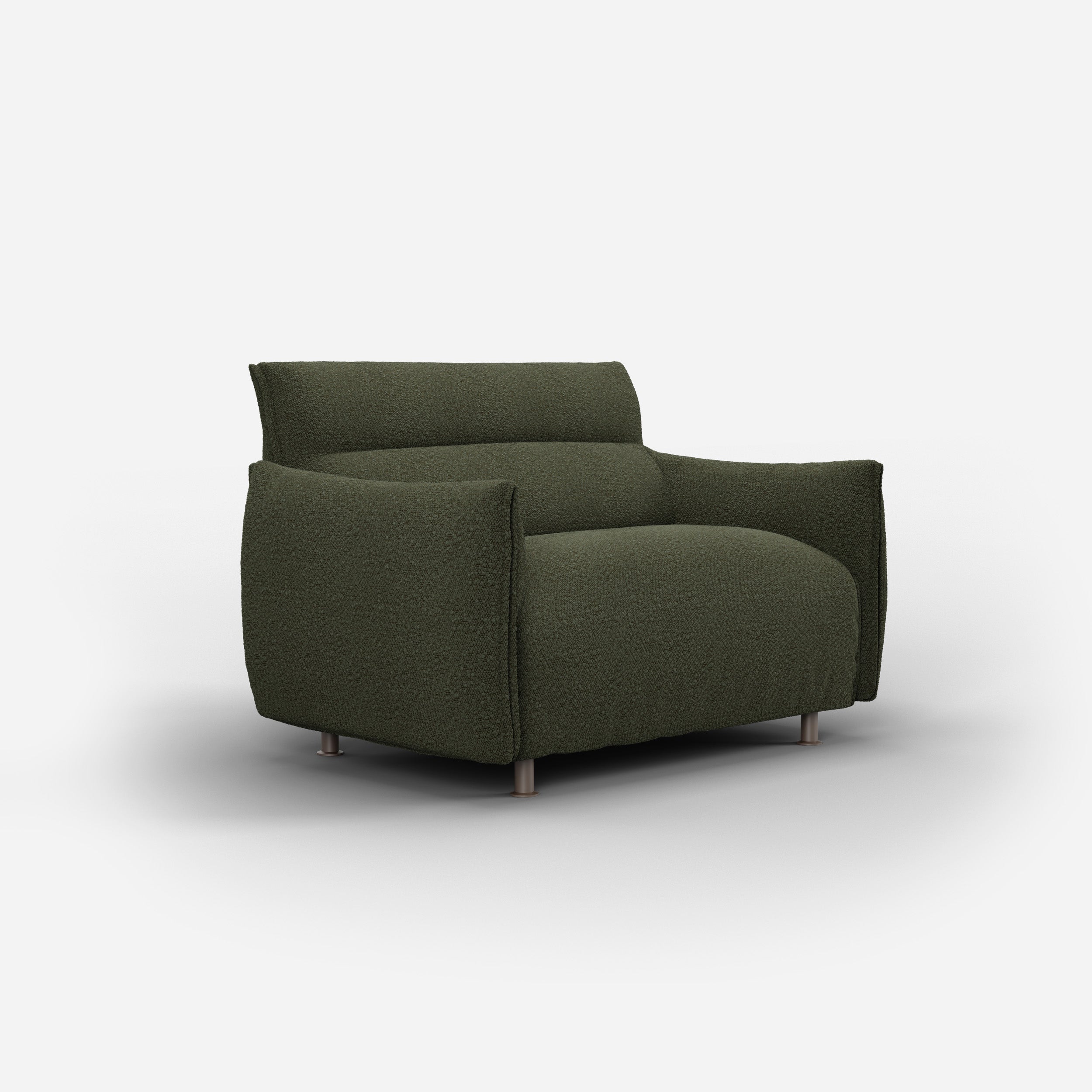 Cozmo Sofas - Hug 1.5 Seater Sofa (wide) - Green Boucle II - Black Coffee Legs - Side angle view