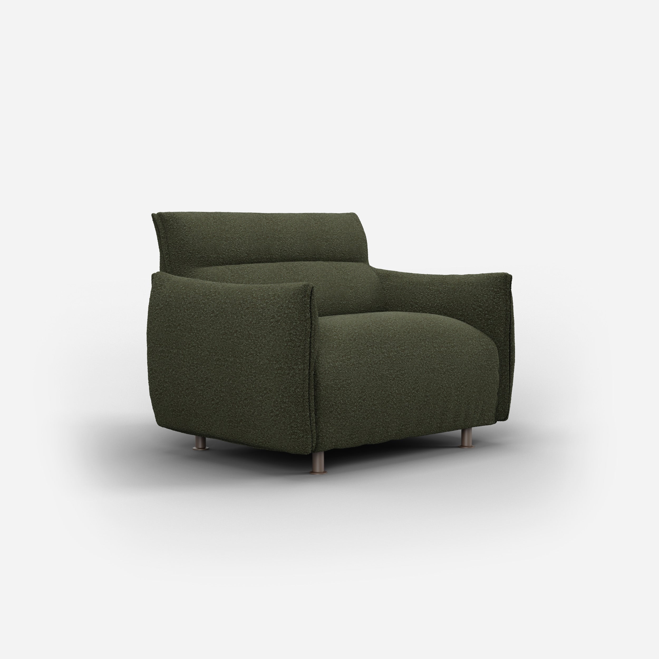 Cozmo Sofas - Hug Armchair (regular) - Green Boucle II - Black Coffee Legs - Side angle view