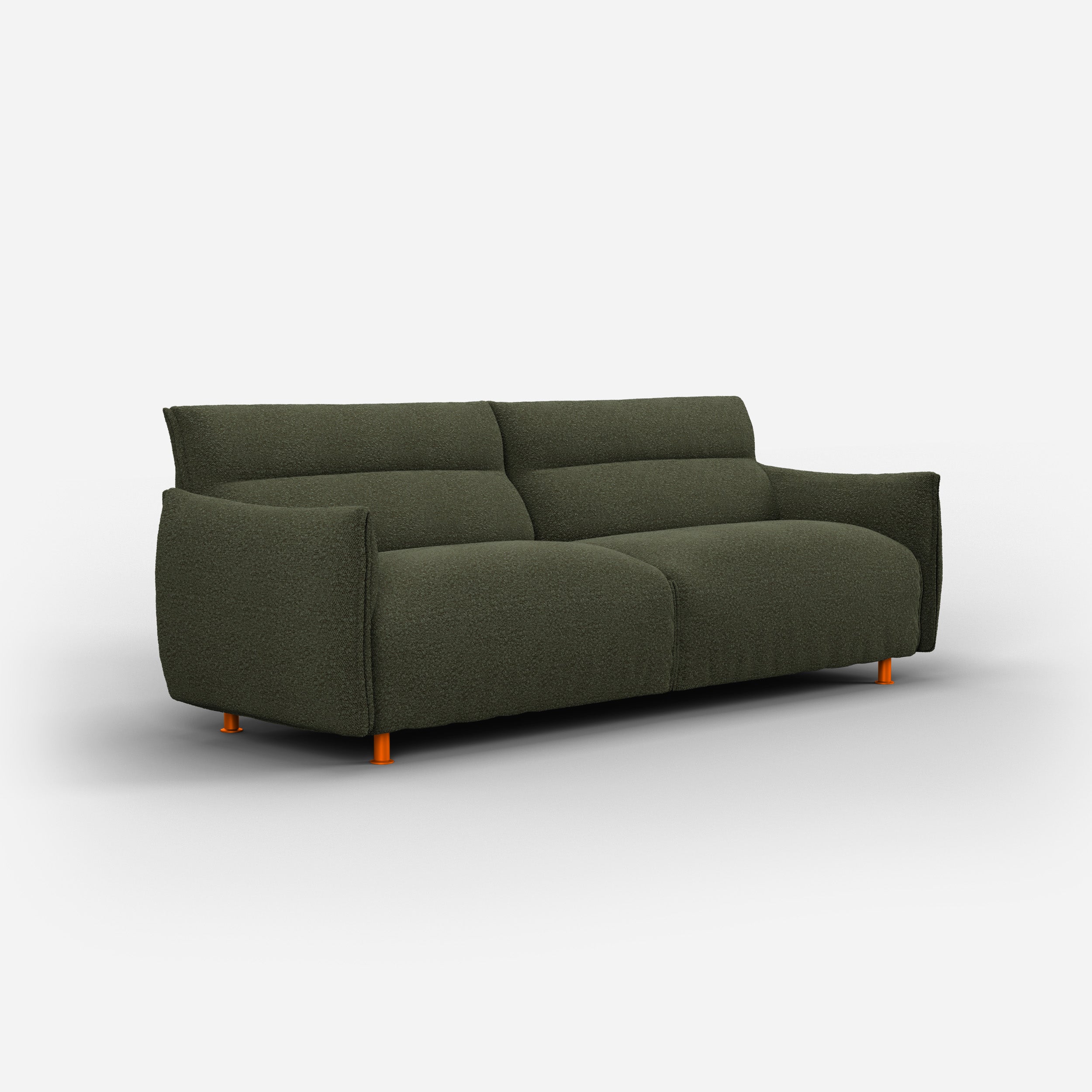 Cozmo Sofas - Hug 3 Seater Sofa (wide) - Green Boucle II - Brick Legs - Side angle view