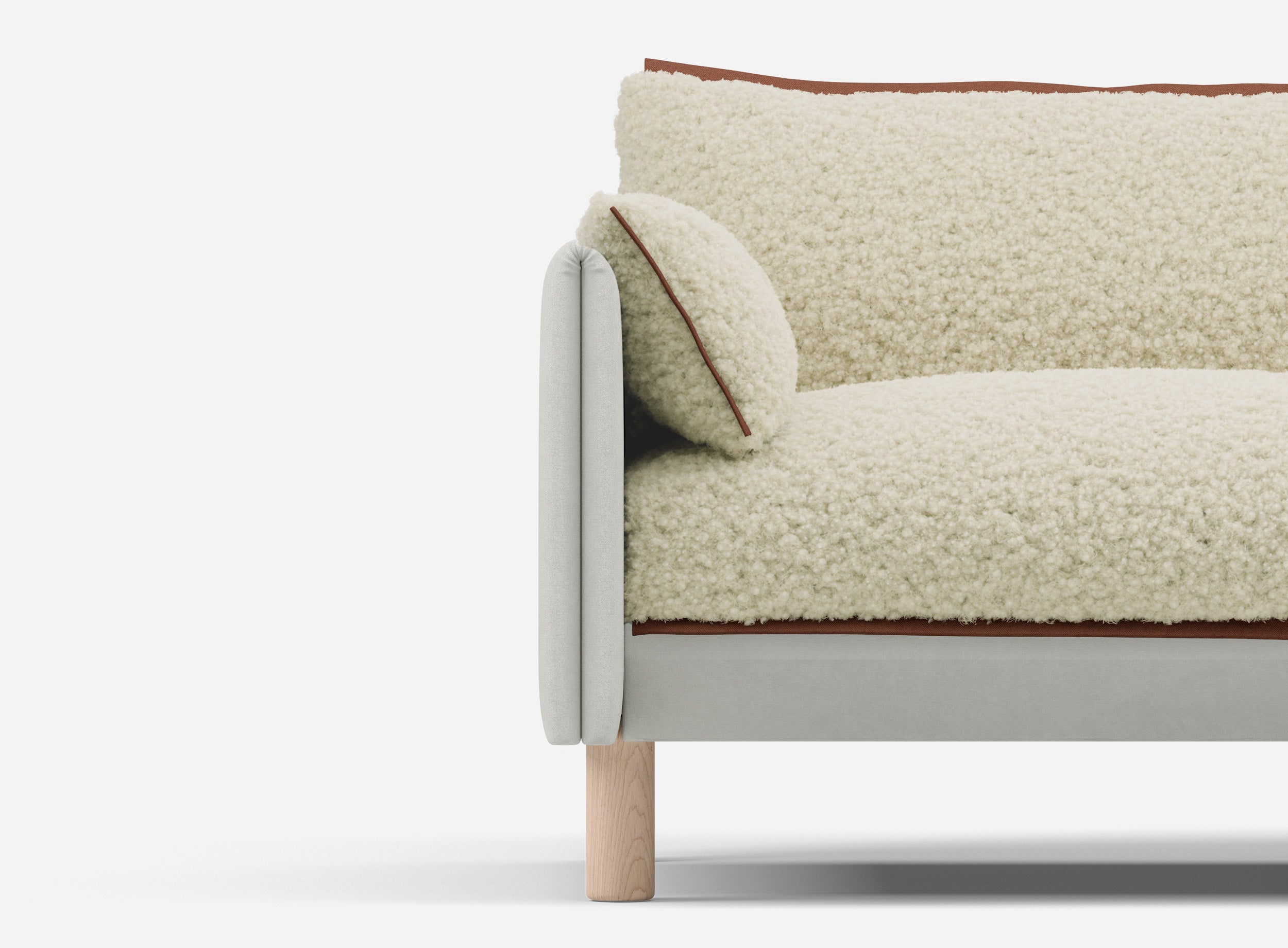 5 Seater Sofa | Cotton Natural - Cozmo @ Cream Fleece Jacket | Brick Trim