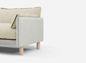 1.5 Seater Chaise Sofa | Cotton Natural - Cozmo @ Cream Fleece Jacket | Brick Trim