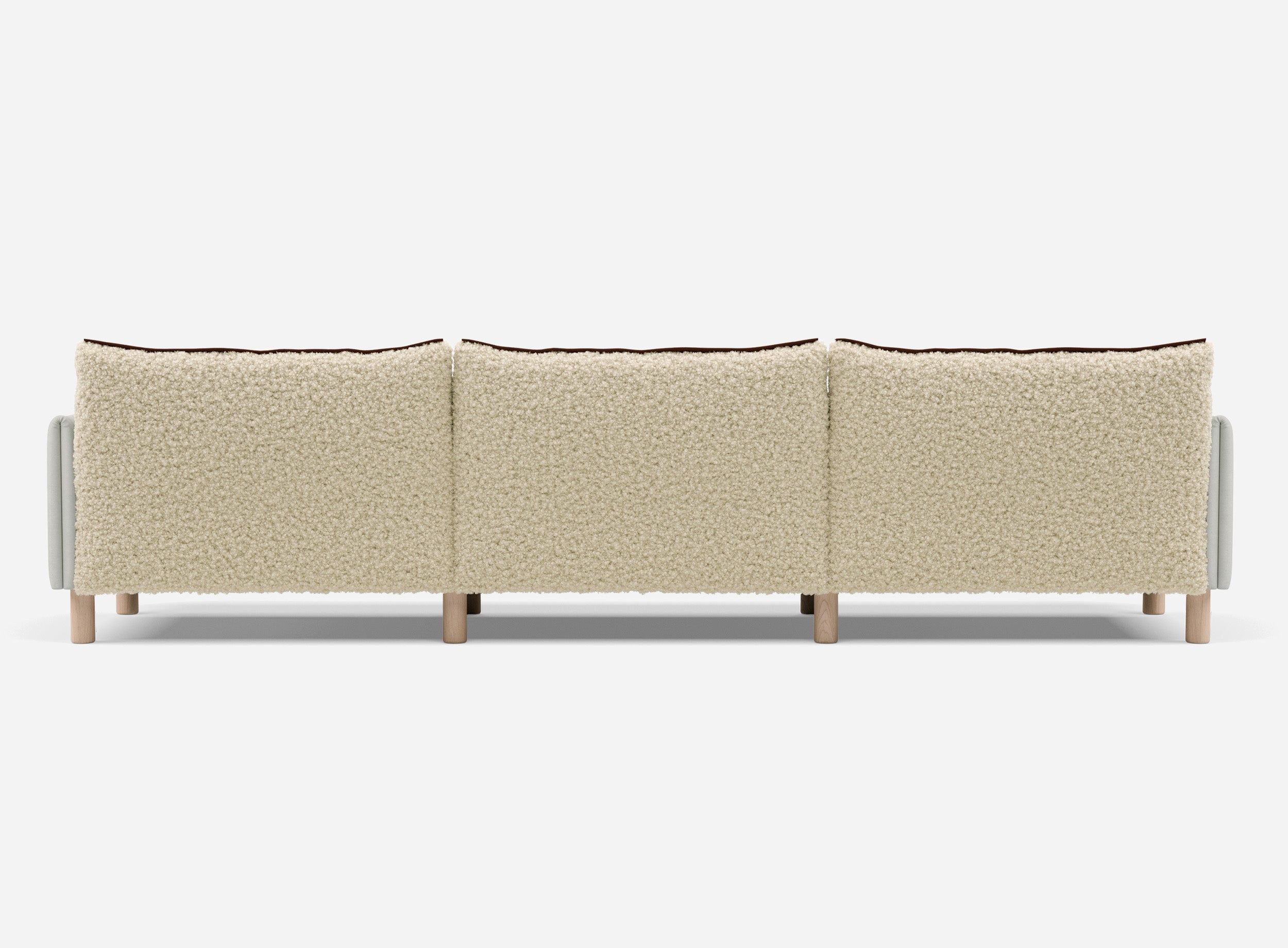 5 Seater Chaise Corner Right Hand Sofa | Cotton Natural - Cozmo @ Cream Fleece Jacket | Brick Trim