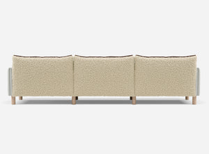 5 Seater Chaise Corner Right Hand Sofa | Cotton Natural - Cozmo @ Cream Fleece Jacket | Brick Trim