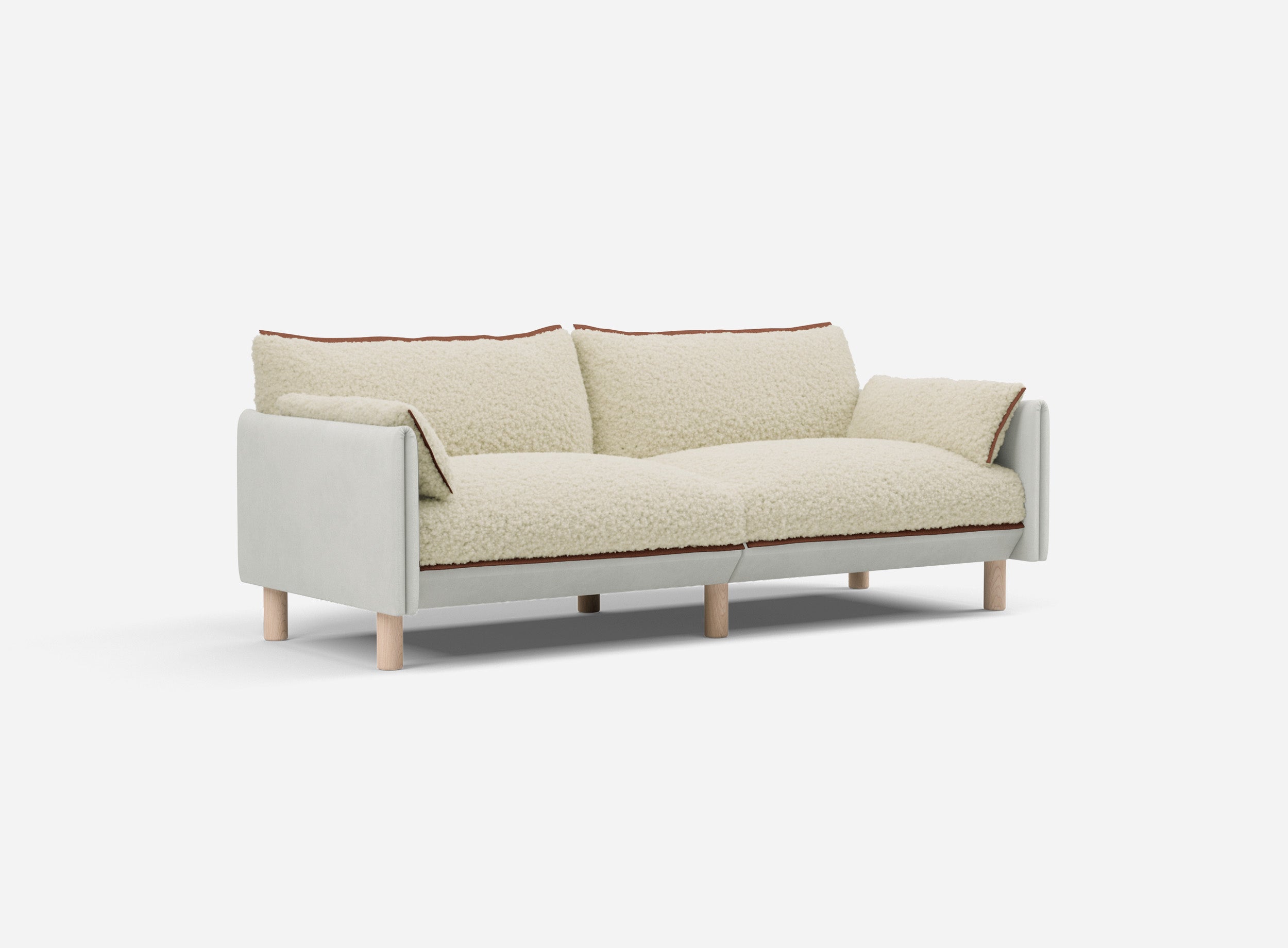 3 Seater Sofa | Cotton Natural - Cozmo @ Cream Fleece Jacket | Brick Trim