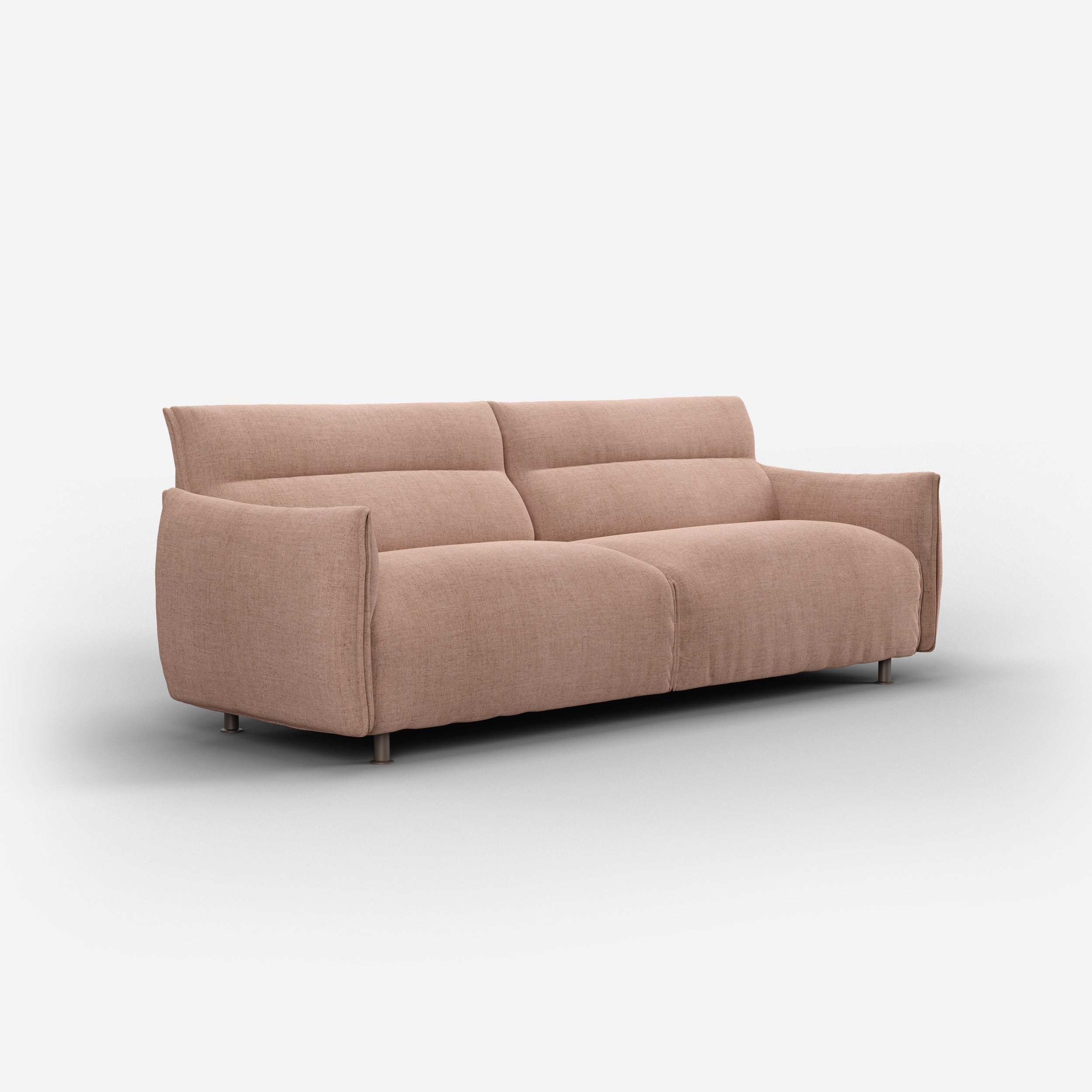 Cozmo Sofas - Hug 3 Seater Sofa (wide) - Mocha Chenille Weave - Black Coffee Legs - Side angle view