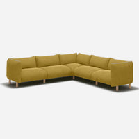 Pillow Extra Large Even-Sided Corner Sofa | Mustard Velvet