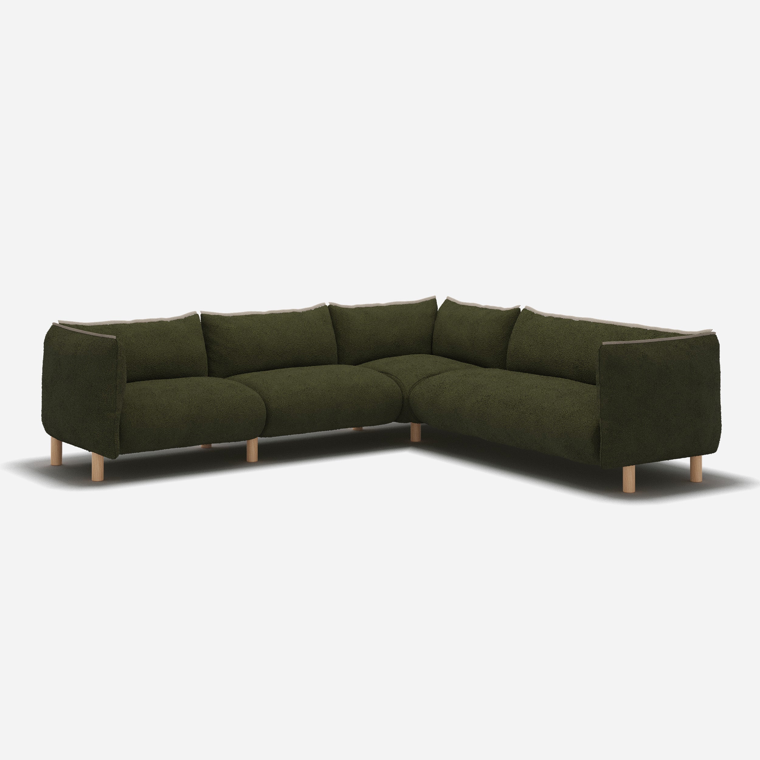 Pillow Extra Large RH Facing Corner Sofa | Green Boucle II