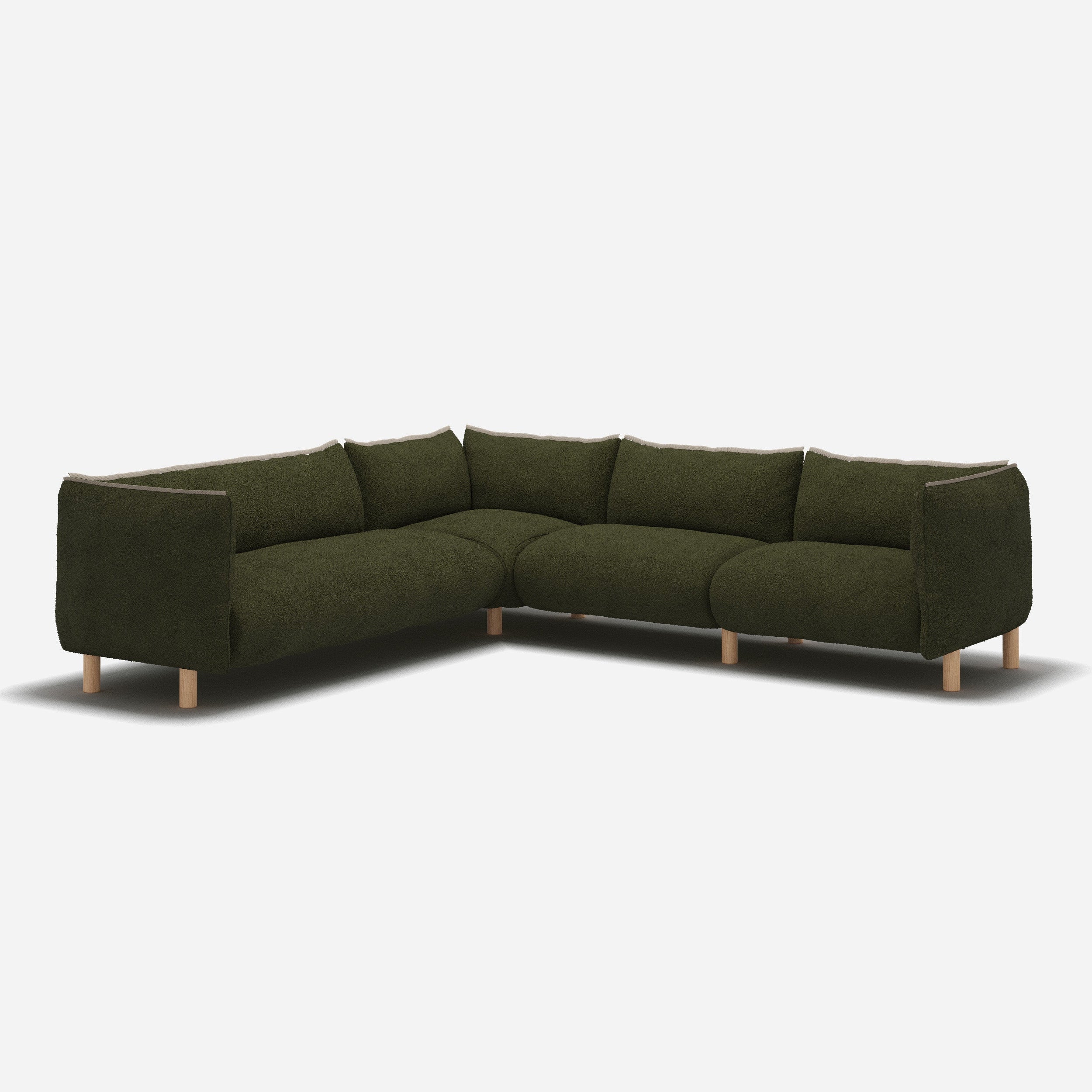 Pillow Extra Large LH Facing Corner Sofa | Green Boucle II