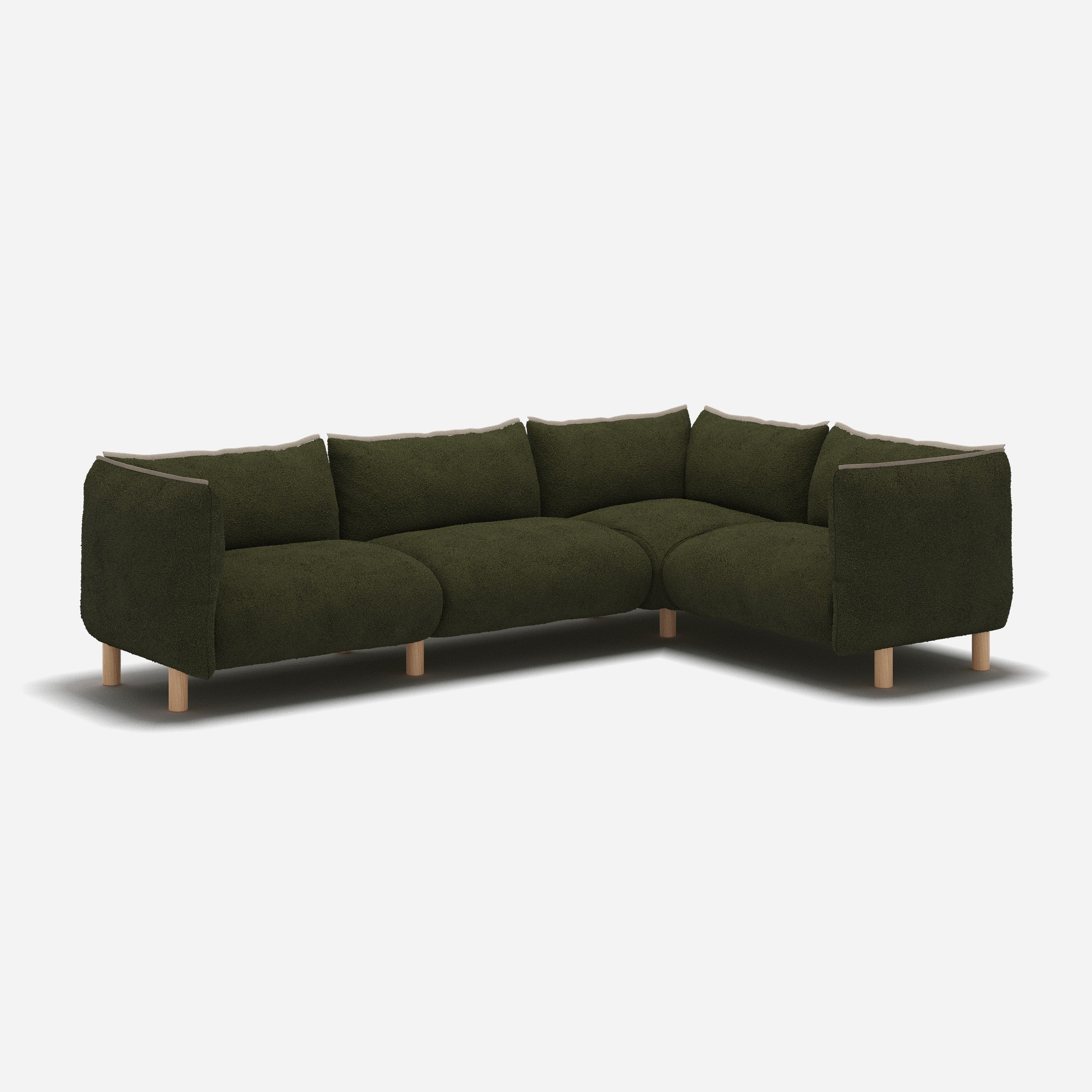 Pillow Large RH Facing Corner Sofa | Green Boucle II