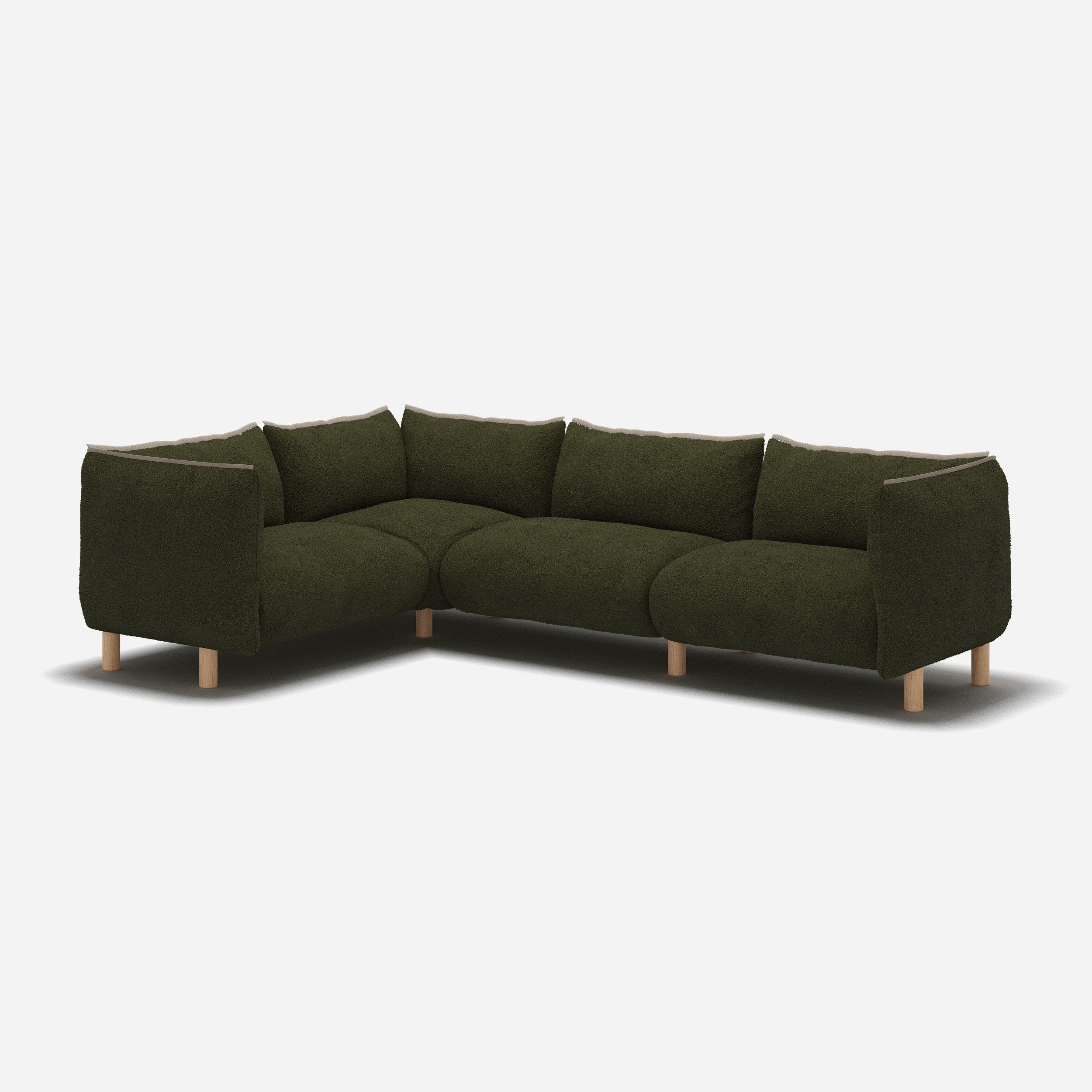 Pillow Large LH Facing Corner Sofa | Green Boucle II