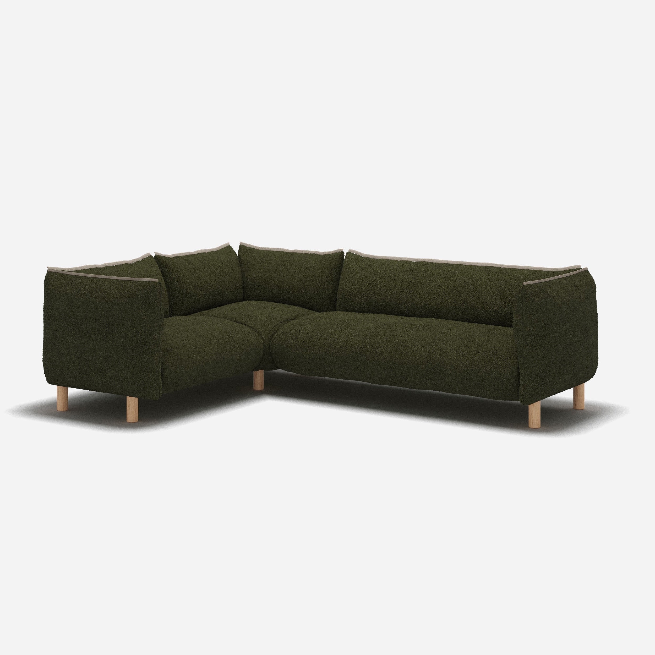 Pillow Medium LH Facing Corner Sofa | Green Boucle II