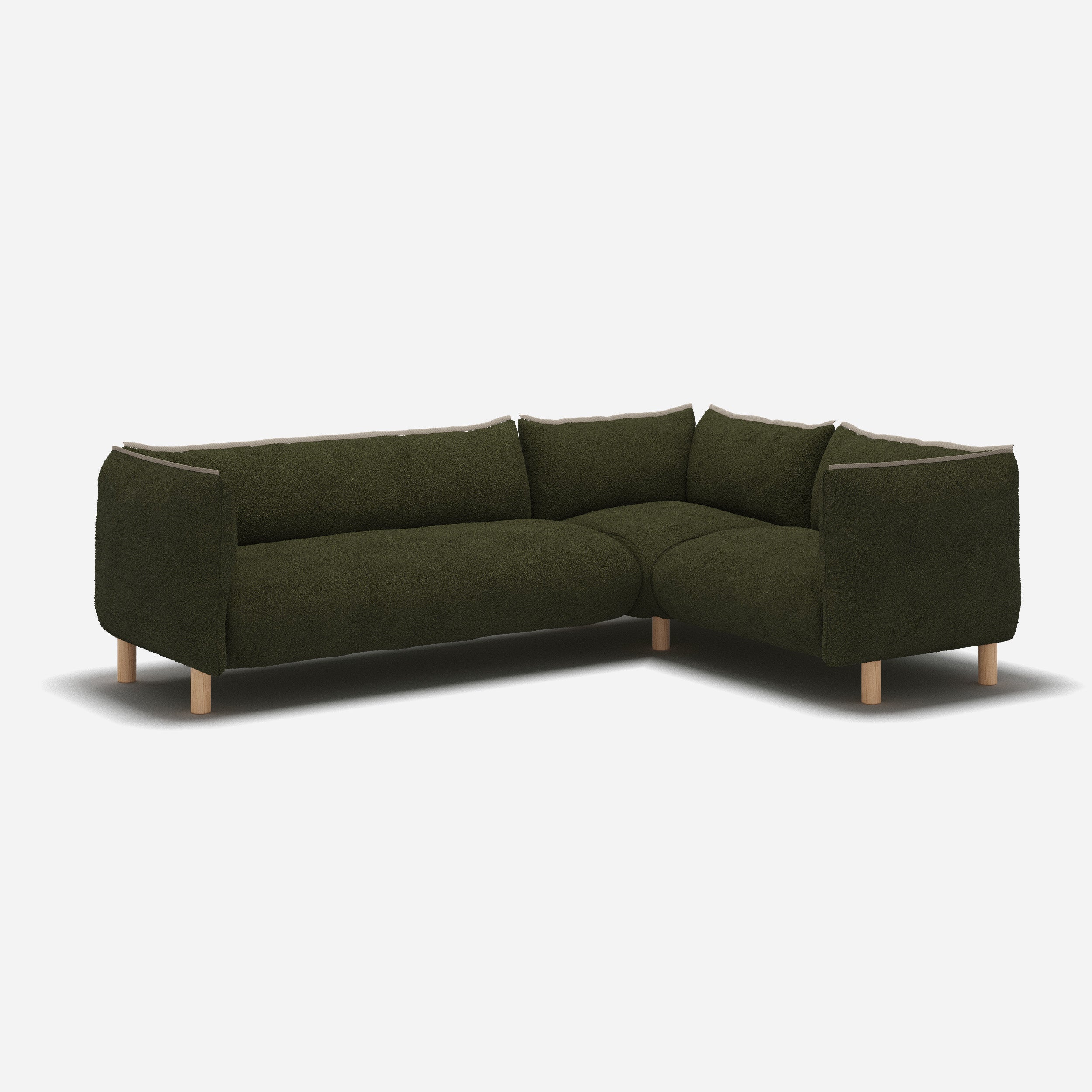 Pillow Medium RH Facing Corner Sofa | Green Boucle II