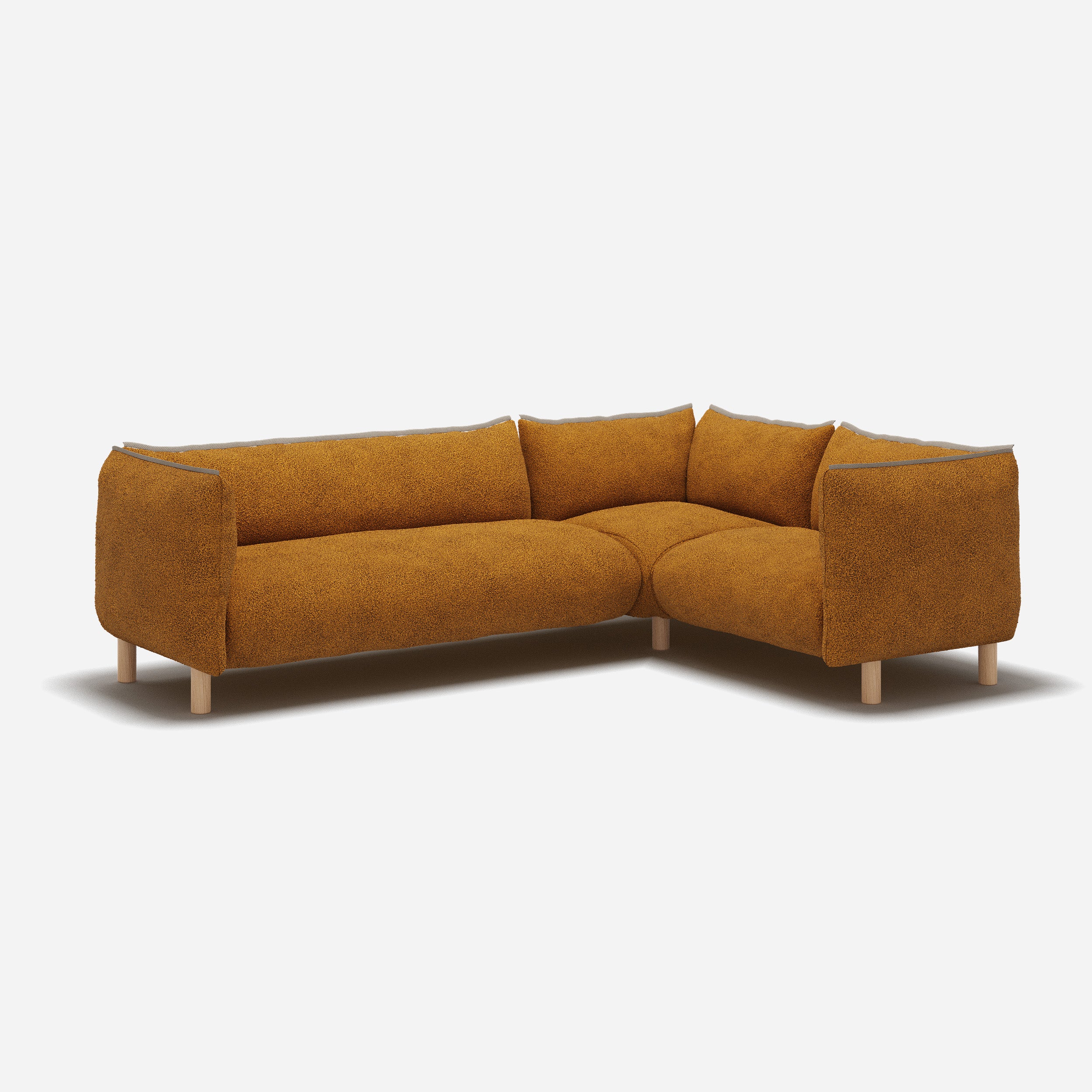 Pillow Medium RH Facing Corner Sofa | Mustard Boucle II