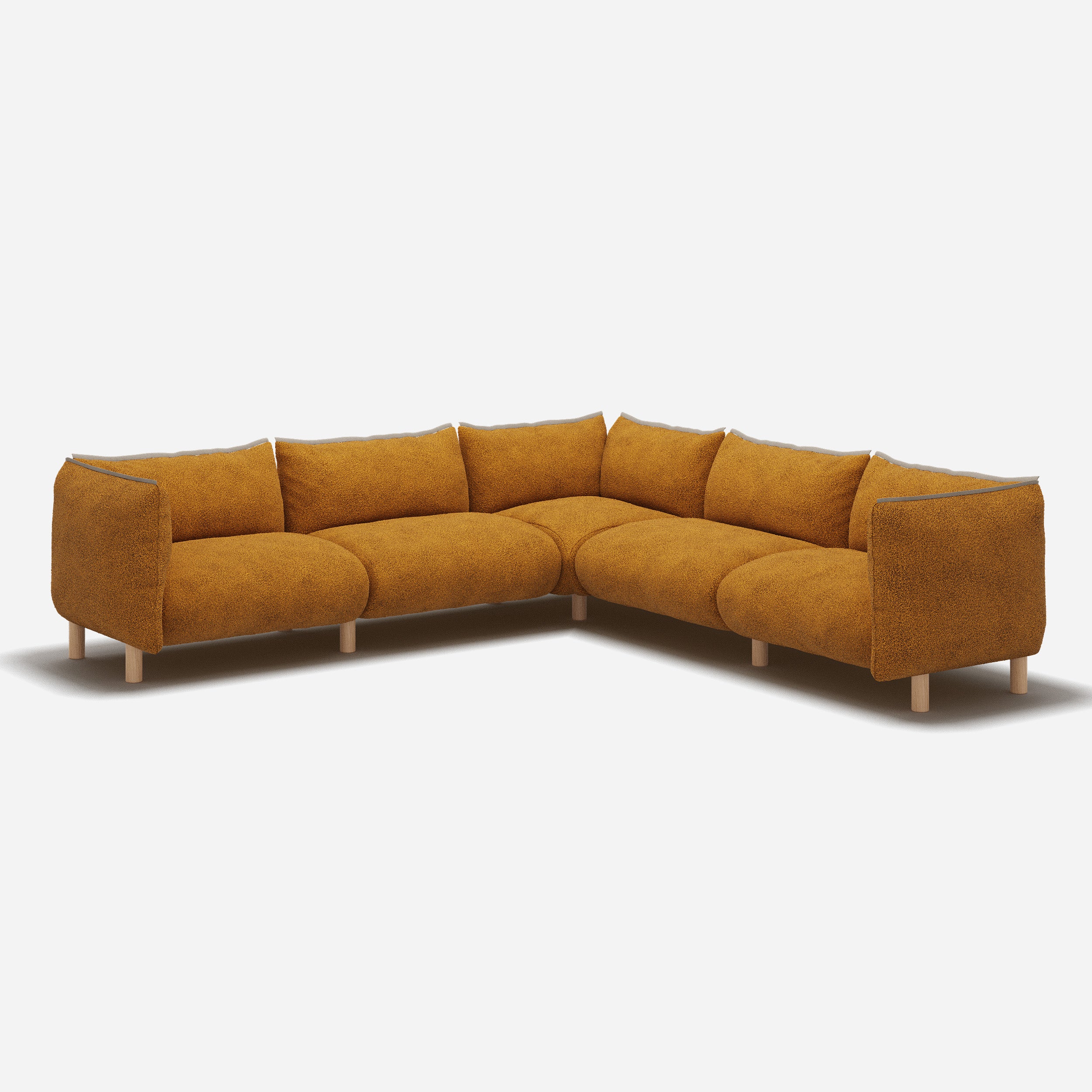 Pillow Extra Large Even-Sided Corner Sofa | Mustard Boucle II