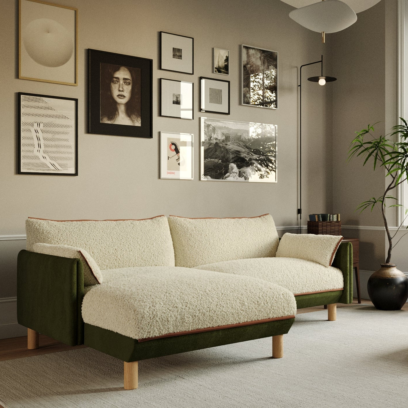 Cozy 3 Seater LH Chaise Sofa | Dark Green Velvet