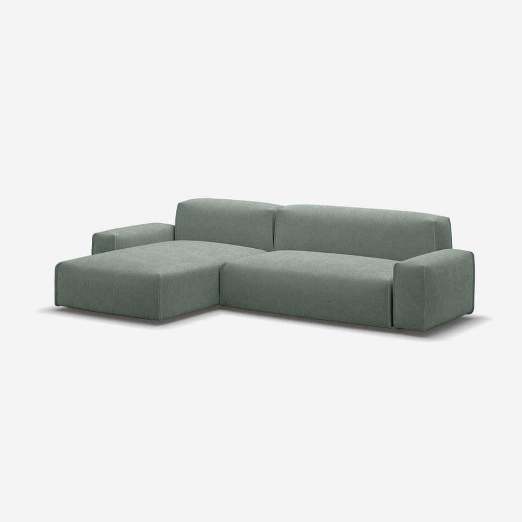 Float 4 Seater LH Chaise Sofa Sage Cotton Trim
