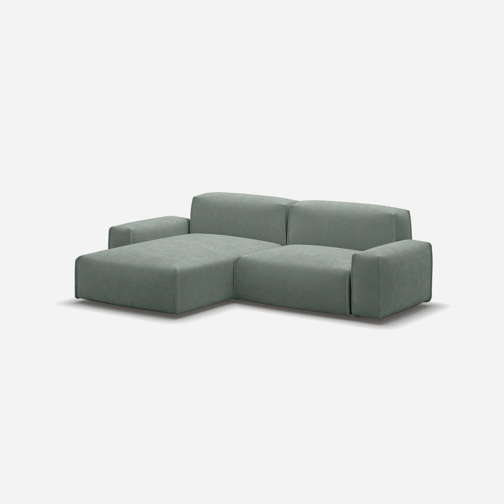 Float 3 Seater LH Chaise Sofa Sage Cotton Trim