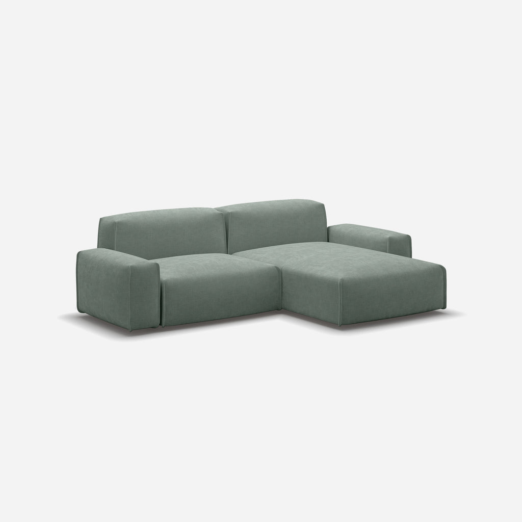 Float 3 Seater RH Chaise Sofa Sage Cotton Trim