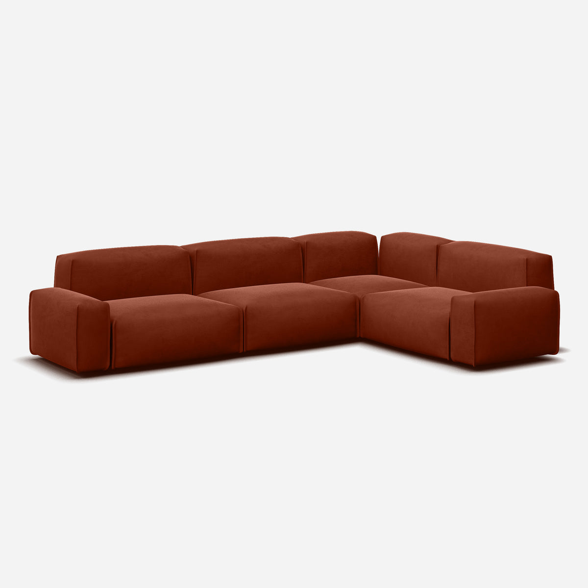 Float Large RH Facing Corner Sofa | Rust Velvet| Black Legs | Cozmo