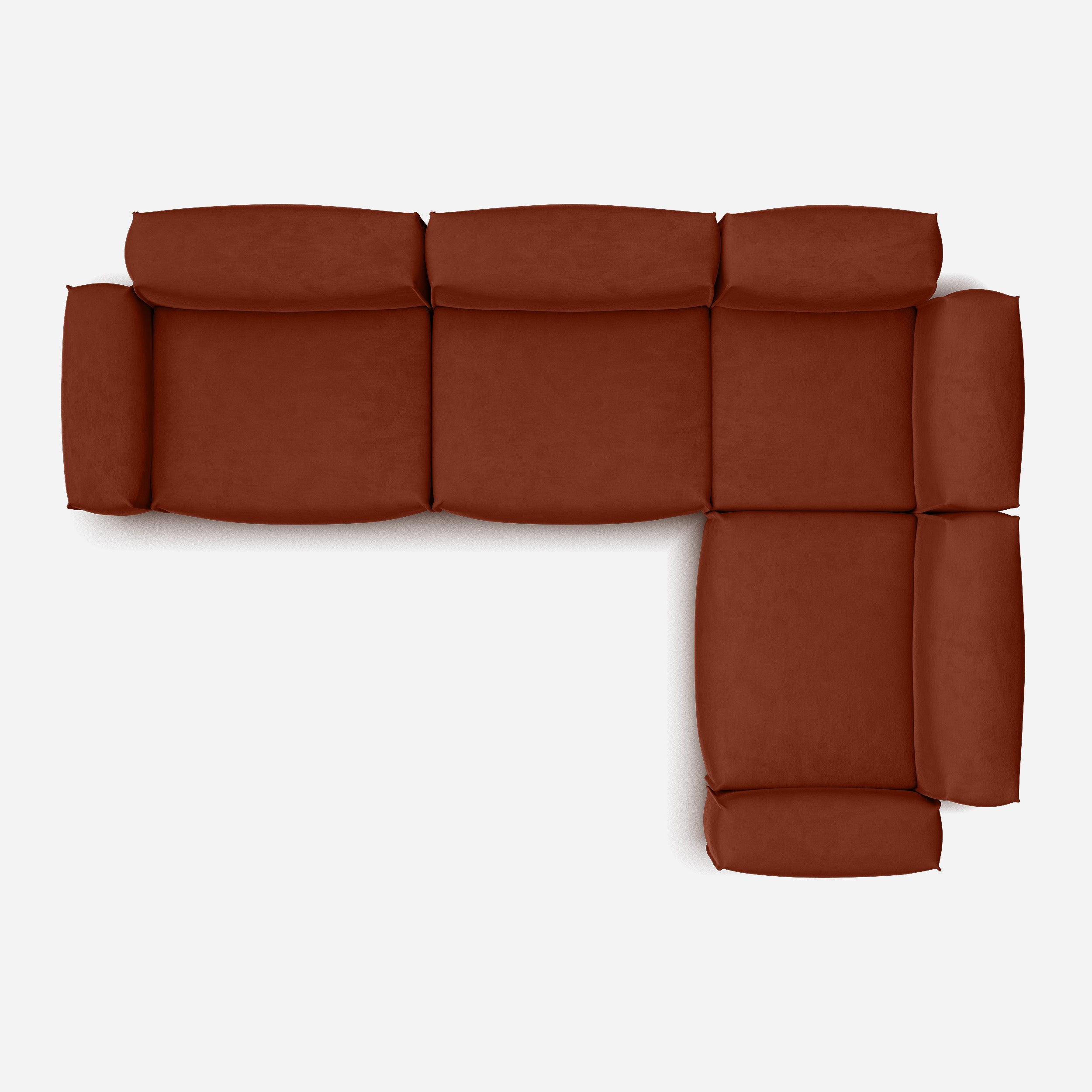 Float Large RH Facing Corner Sofa | Rust Velvet