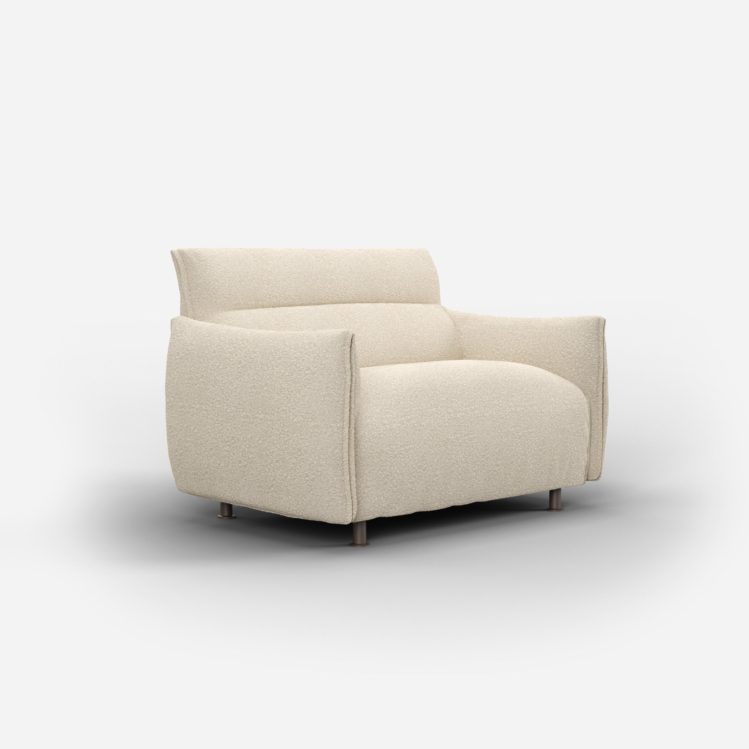Cozmo Sofas - Hug 1.5 Seater Sofa (wide) - Ecru Boucle - Black Coffee Legs - Side angle view