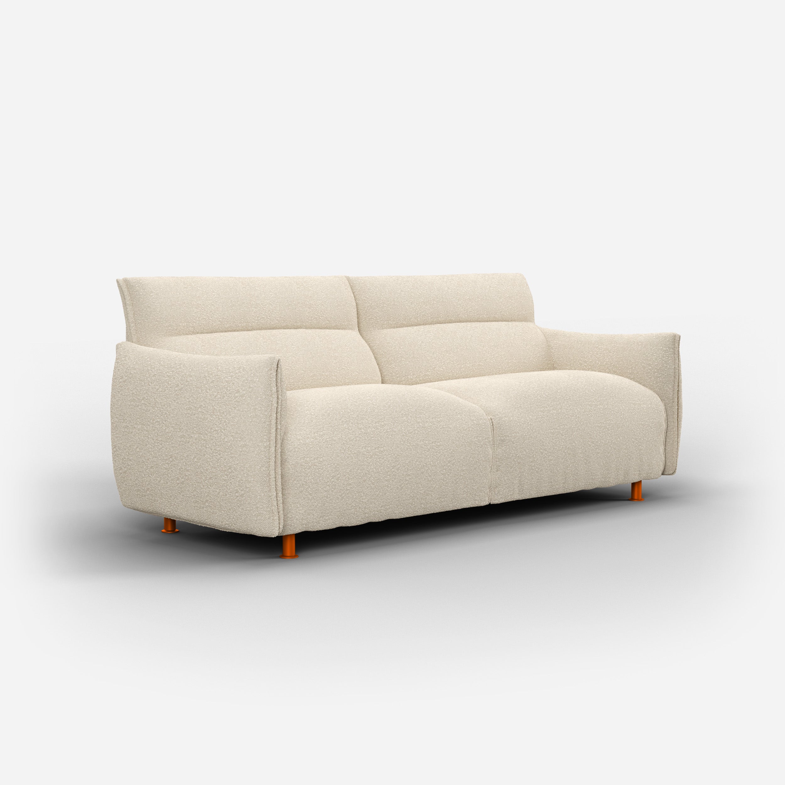 Cozmo Sofas - Hug 3 Seater Sofa (regular) - Ecru Boucle - Brick Legs - Side angle view