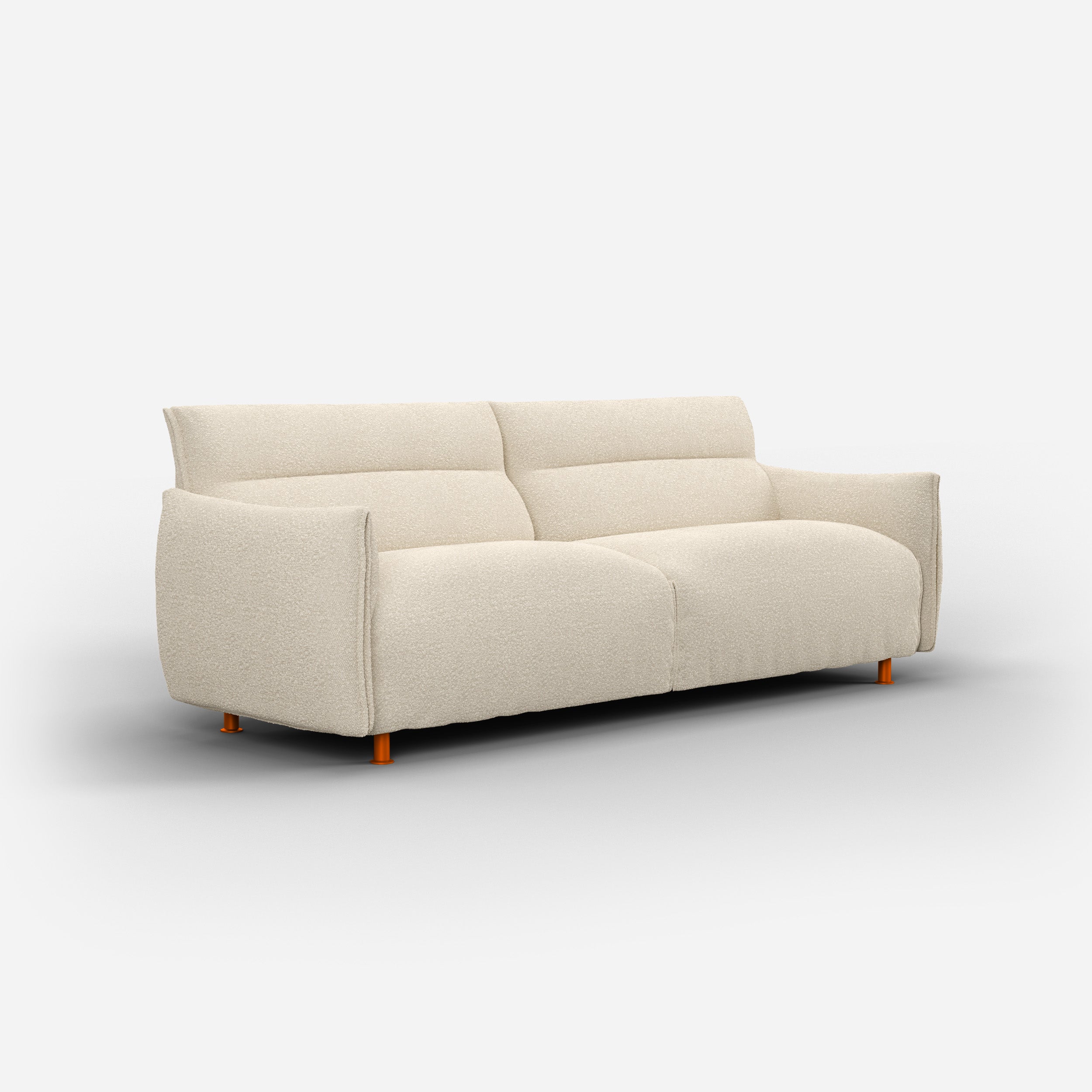 Cozmo Sofas - Hug 3 Seater Sofa (wide) - Ecru Boucle - Brick Legs - Side angle view
