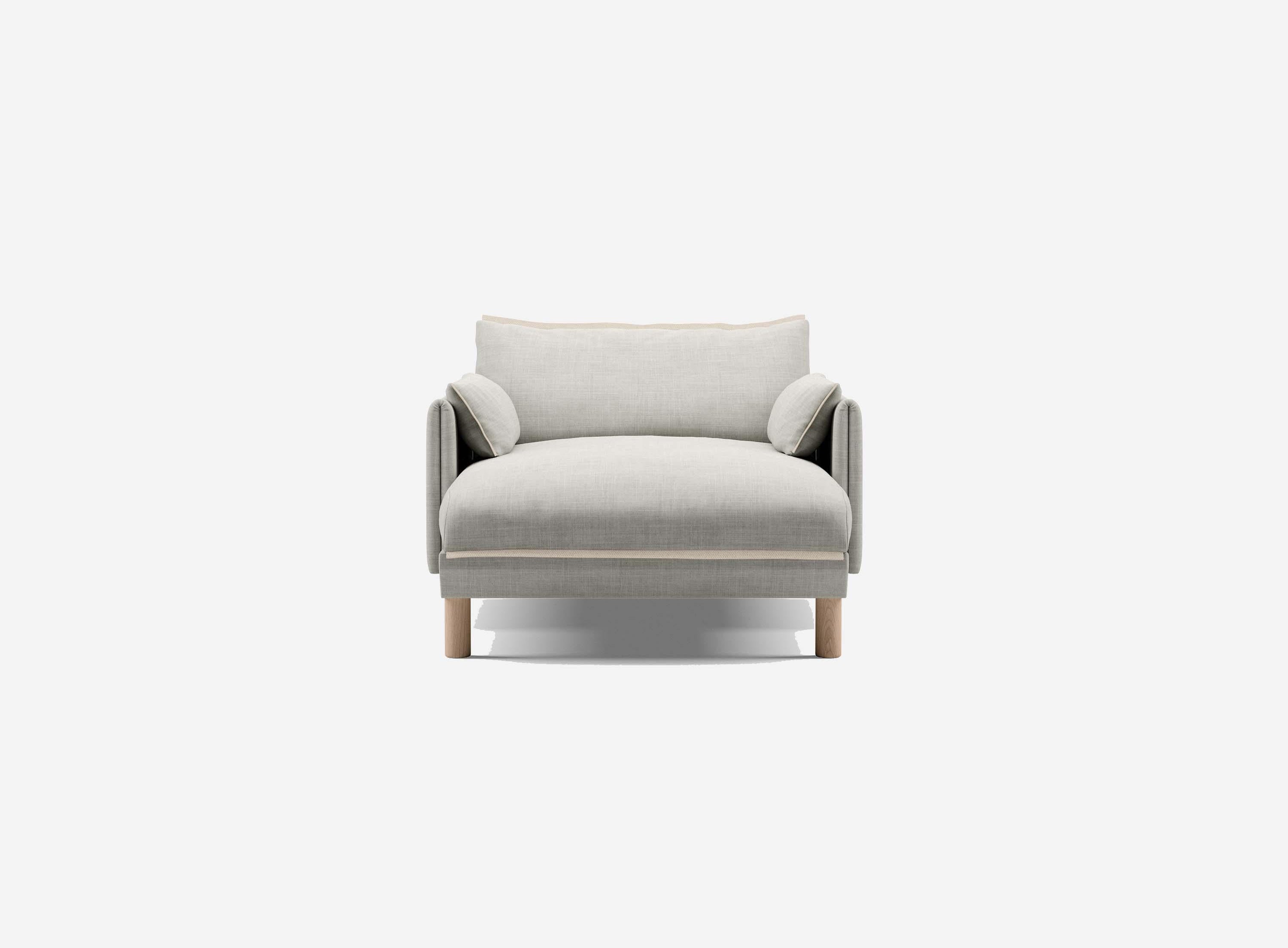 1.5 Seater Chaise Sofa | Weave Ecru / Fleece Cream - Cozmo @ Ecru Weave Jacket | Natural Trim