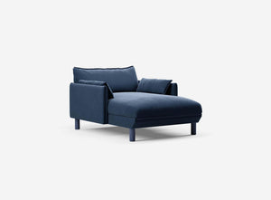 1.5 Seater Chaise Sofa | Velvet Midnight Blue - Cozmo @ Midnight Blue Velvet Jacket | Dark Blue Trim