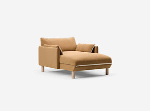 1.5 Seater Chaise Sofa | Cotton Ochre - Cozmo @ Ochre Cotton Jacket | Natural Trim