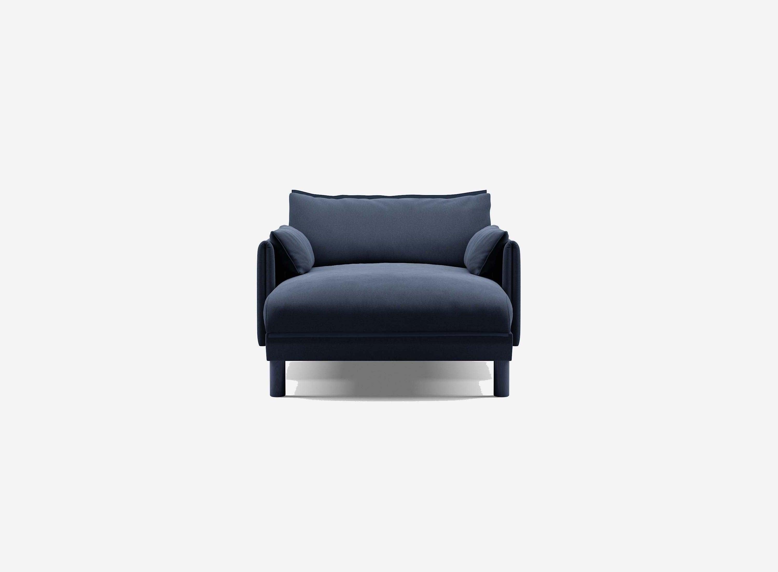 1.5 Seater Chaise Sofa | Cotton Navy  / Fleece Navy - Cozmo @ Navy Cotton Jacket | Dark Blue Trim