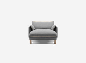 1.5 Seater Chaise Sofa | Weave Light Grey / Fleece Cream - Cozmo @ Light Grey Weave Jacket | Natural Trim